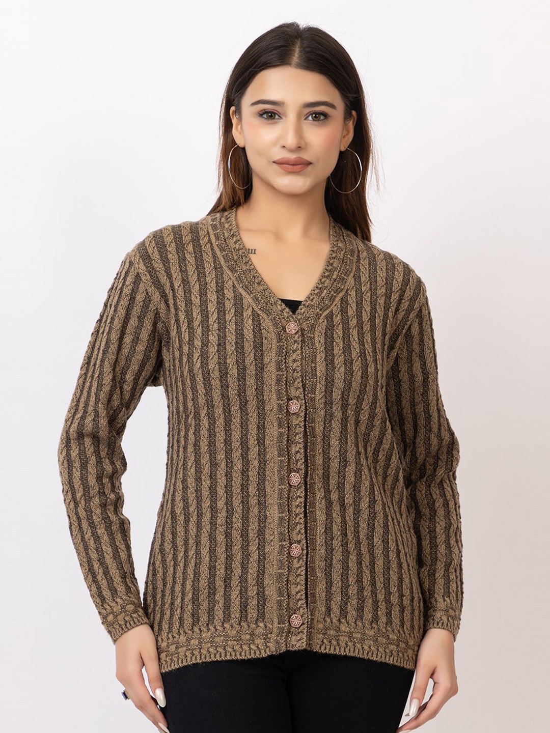 

TWENTY ME Women Woollen Cardigan, Camel brown