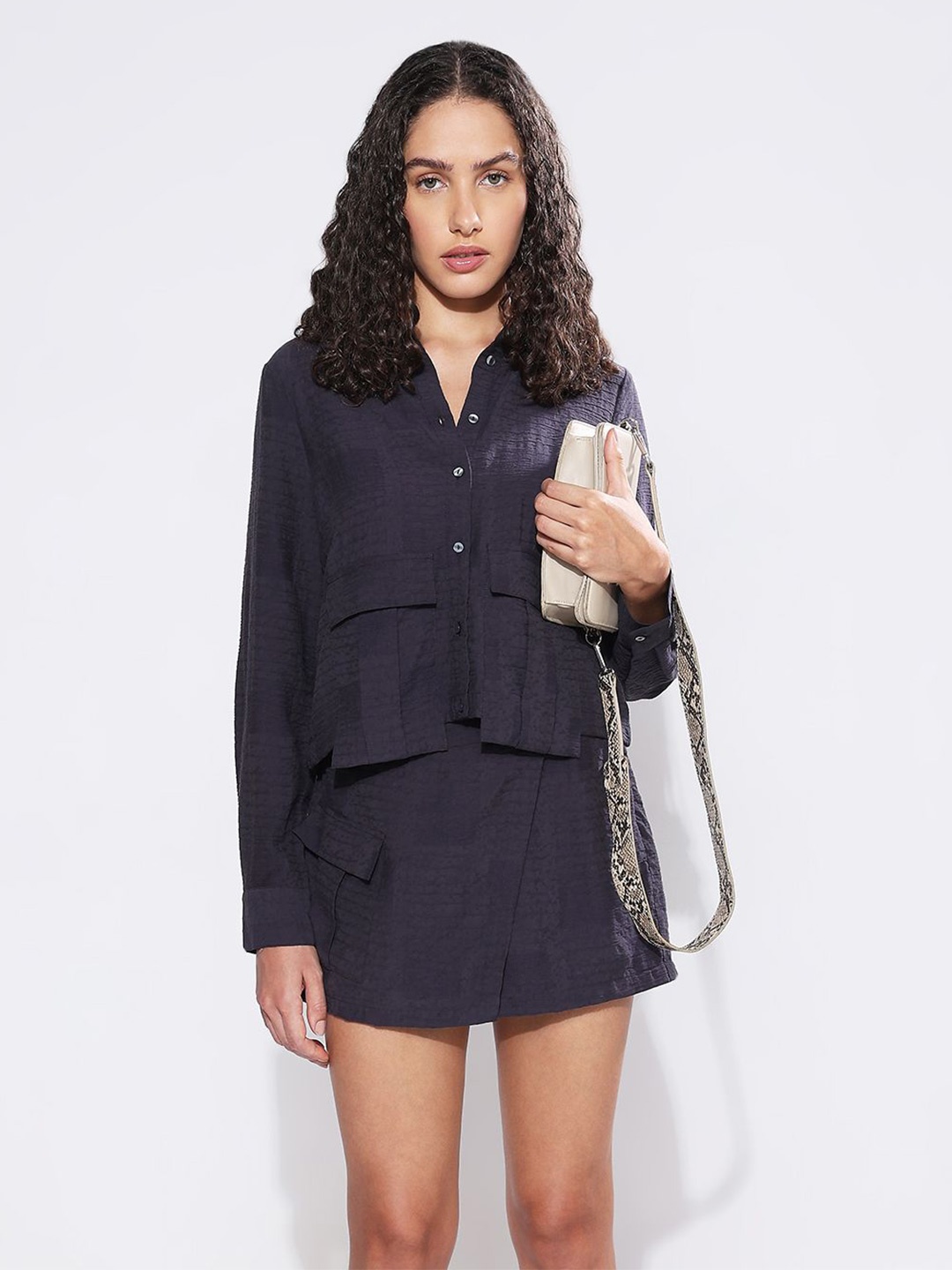 

Vero Moda Women Opaque Casual Shirt, Navy blue