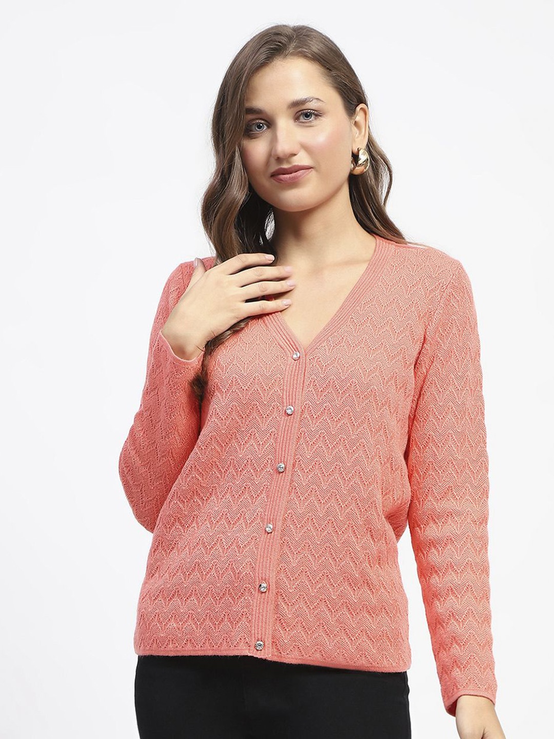 

Madame Women Cable Knit Pullover, Peach