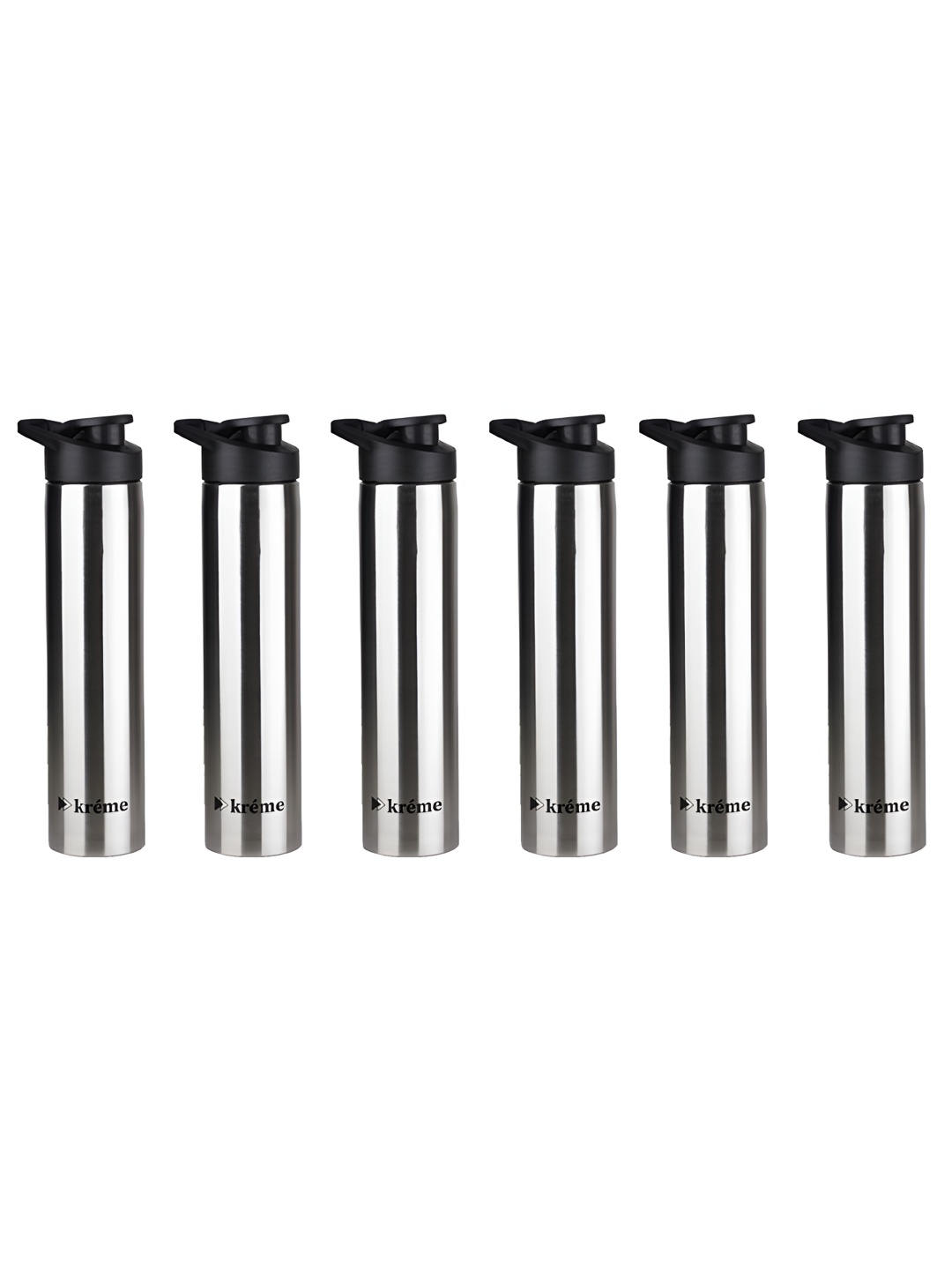 

Kreme FLOW Black 6 Pieces Brand Logo Printed Double Wall Vacuum Water Bottle 850ml, Steel