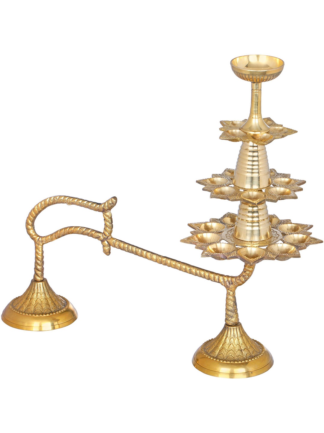 

Exotic India 14" Brass Twenty-Two Wicks Arti, Yellow