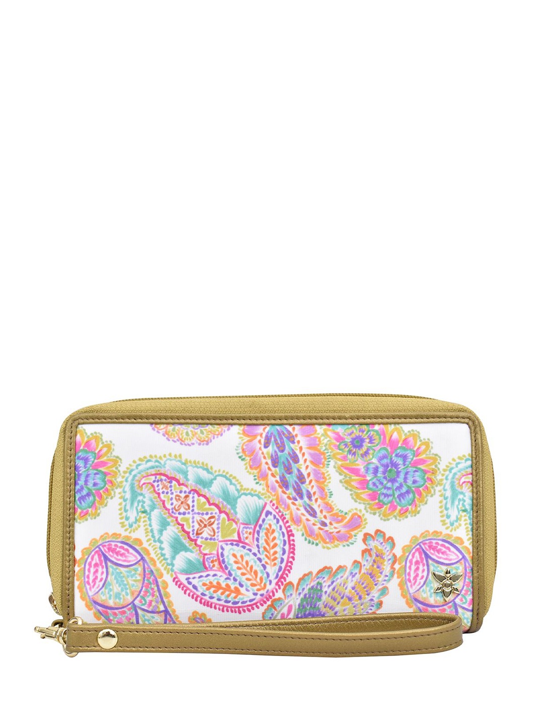 

Anuschka Women Floral Printed Zip Around Wallet, White