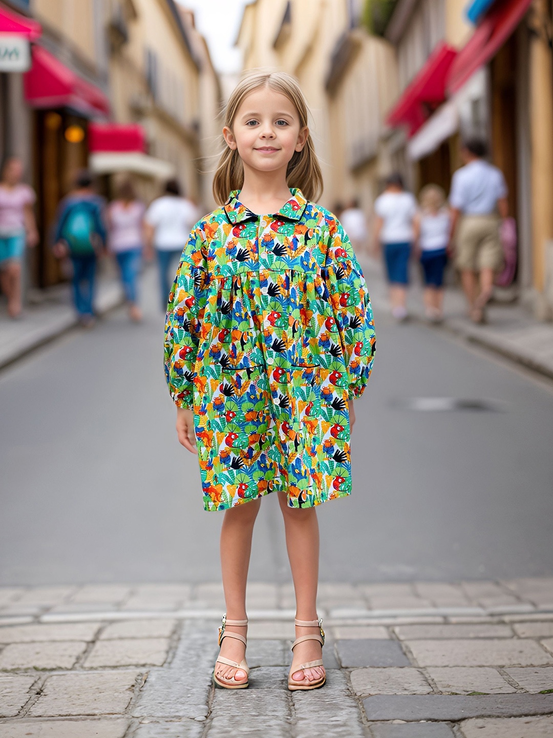 

Safehugs Conversational Print A-Line Dress, Green