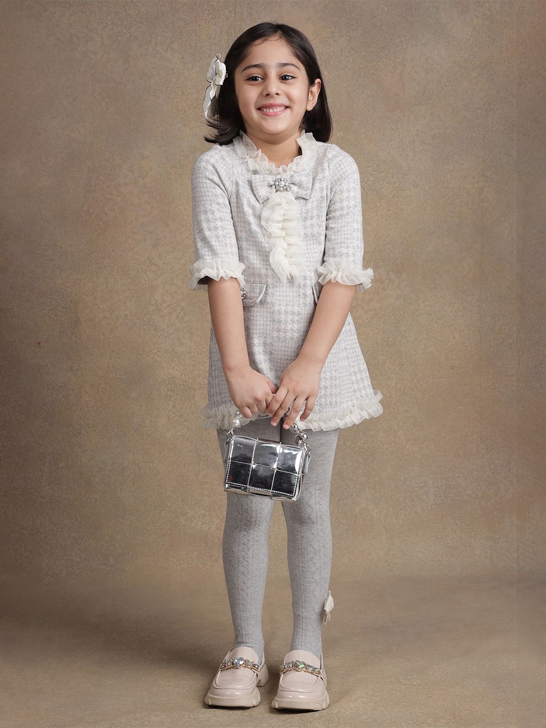

One Friday Checked A-Line Dress, Grey