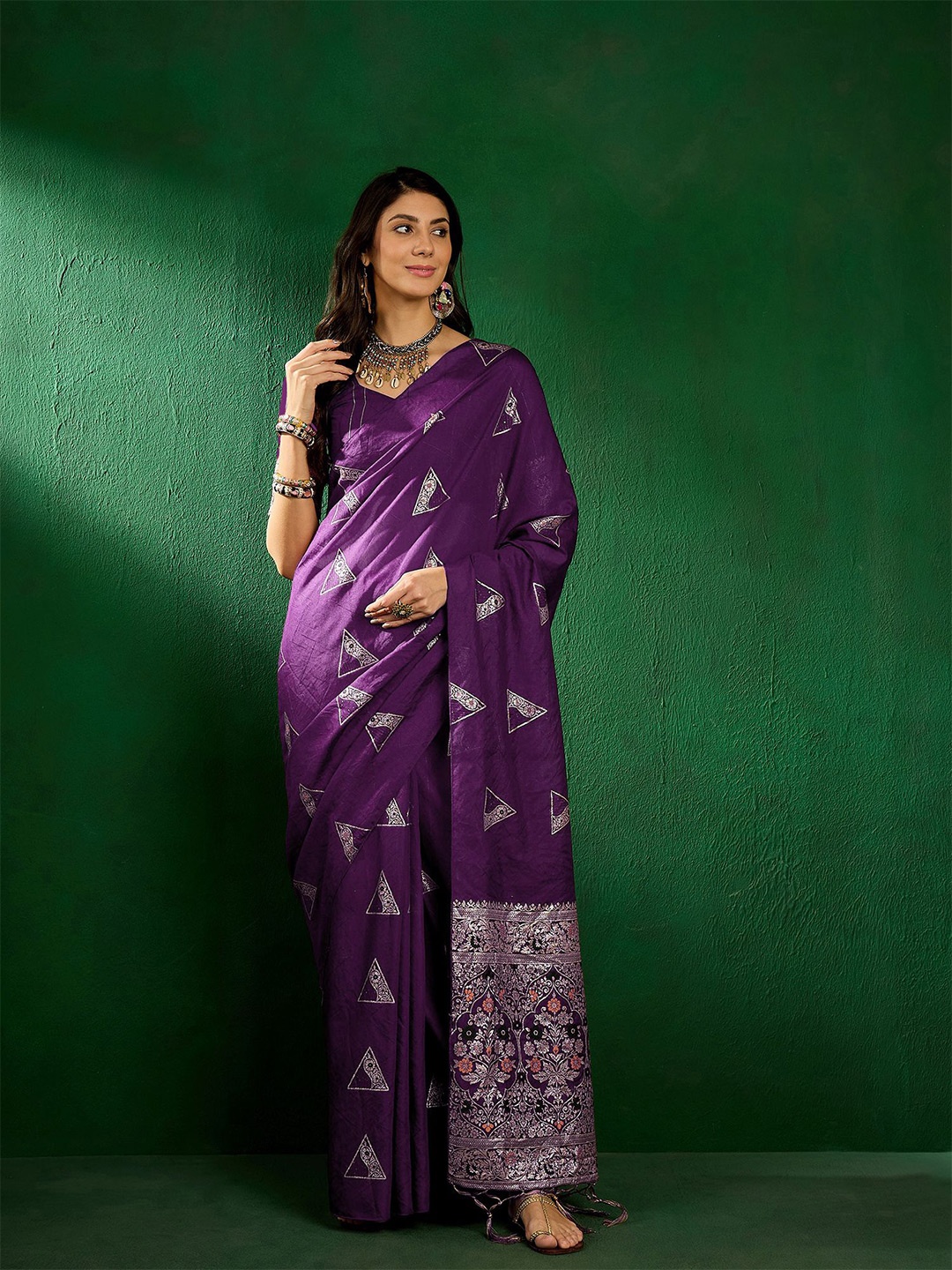 

NIRMAL CREATION Woven Design Zari Saree, Violet