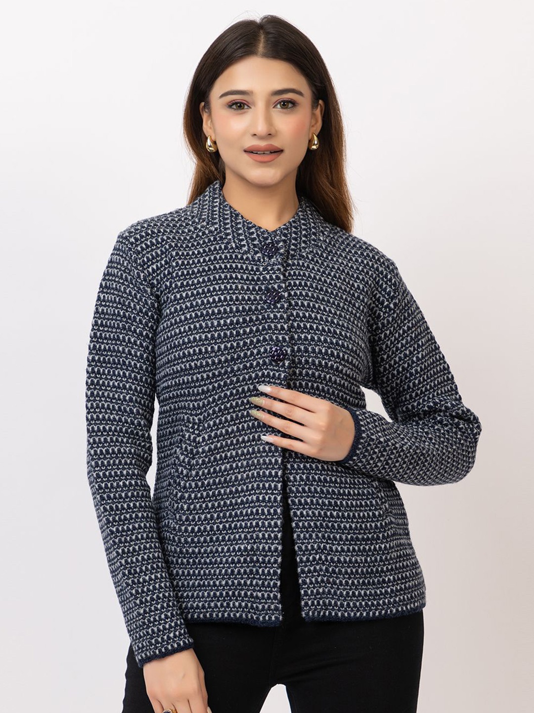 

TWENTY ME Women Woollen Cardigan, Navy blue