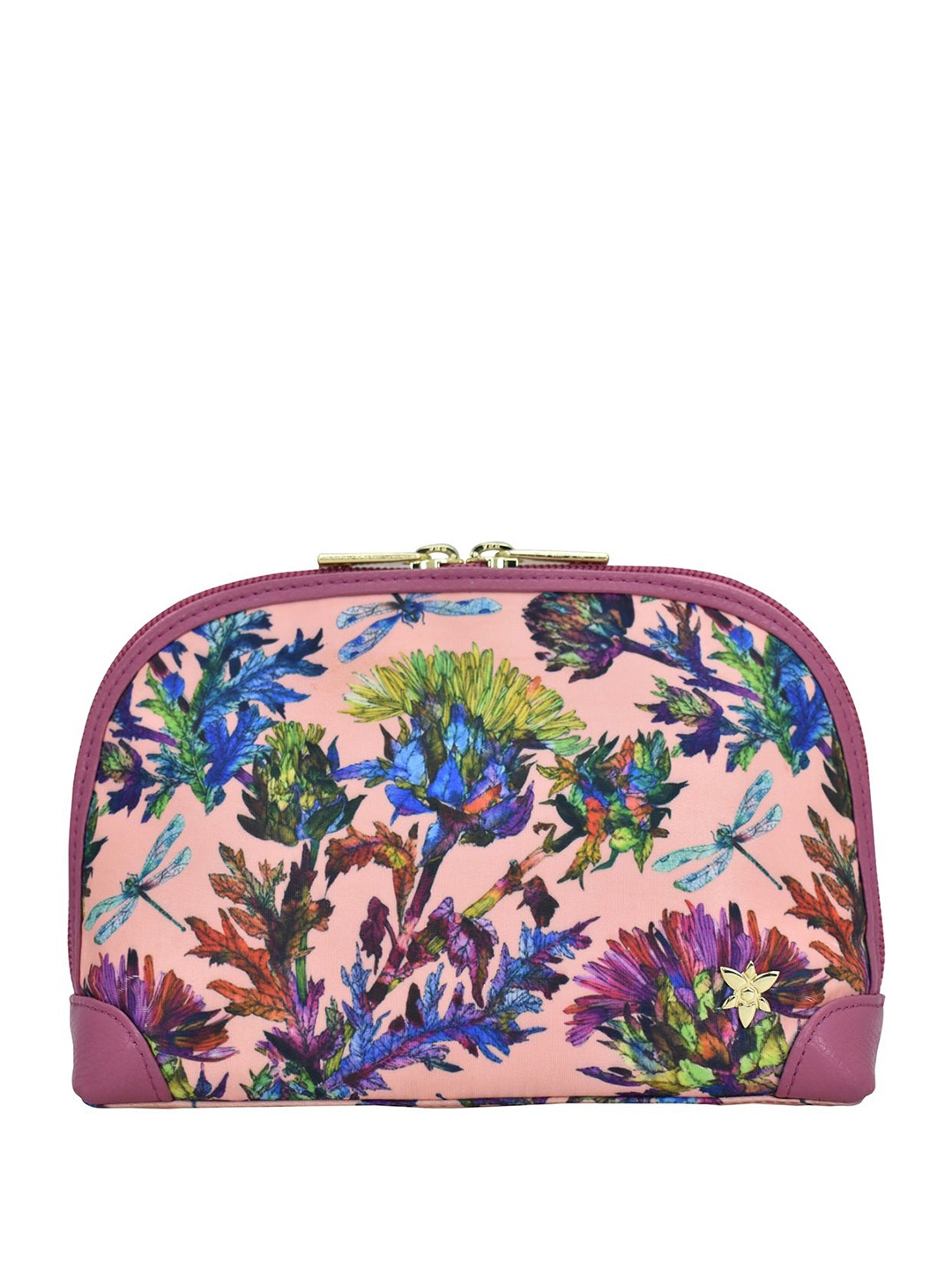 

Anuschka Women Floral Printed Zip Around Wallet, Pink