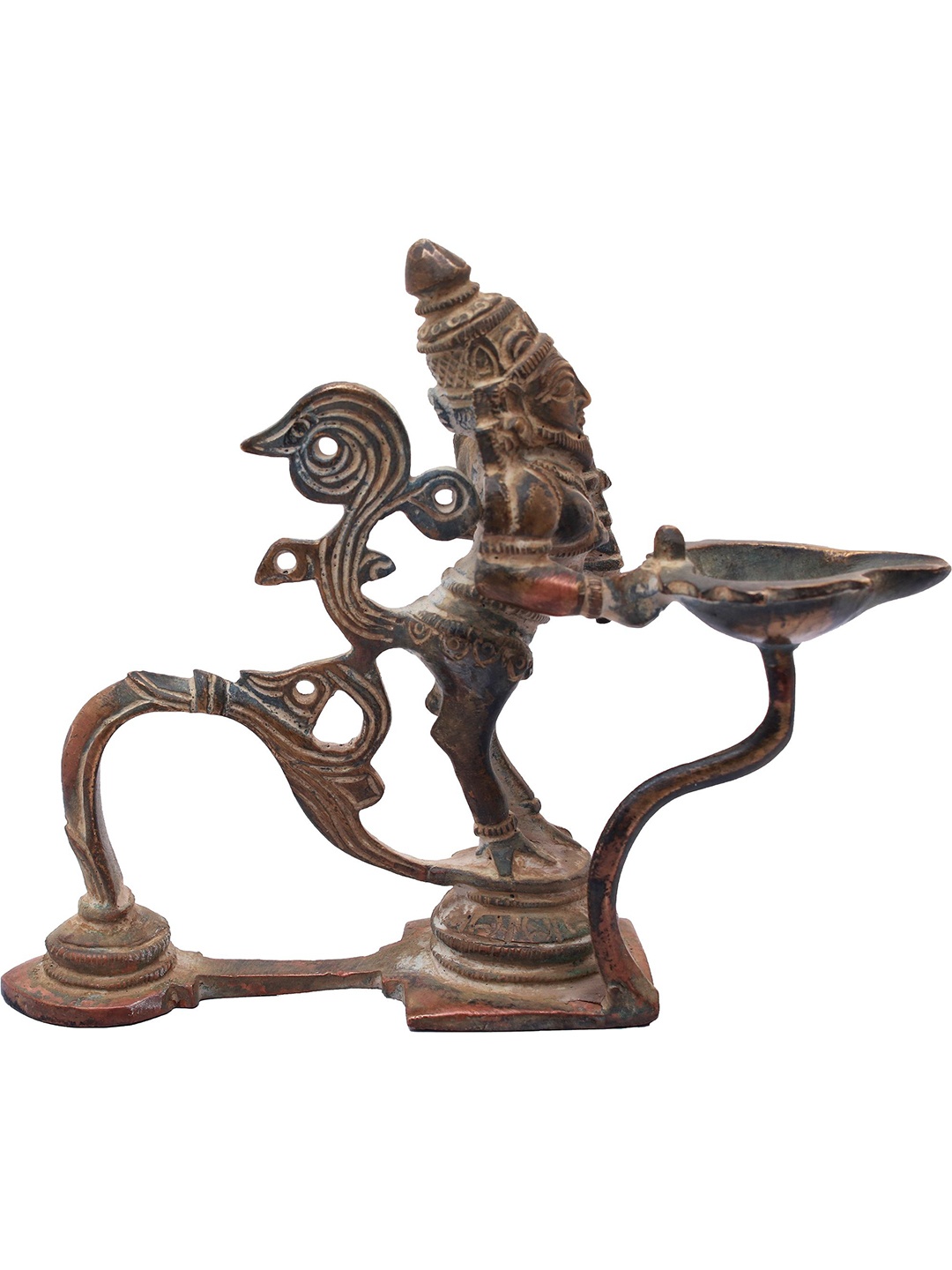 

Exotic India 4" Brass Garuda Lamp, Brown