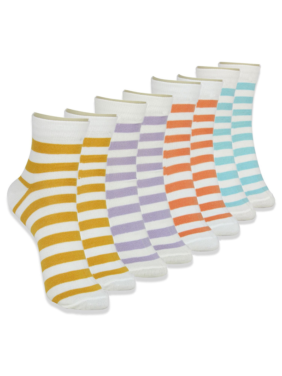

BAESD Women Pack Of 4 Striped Cotton Ankle-Length Socks, Orange