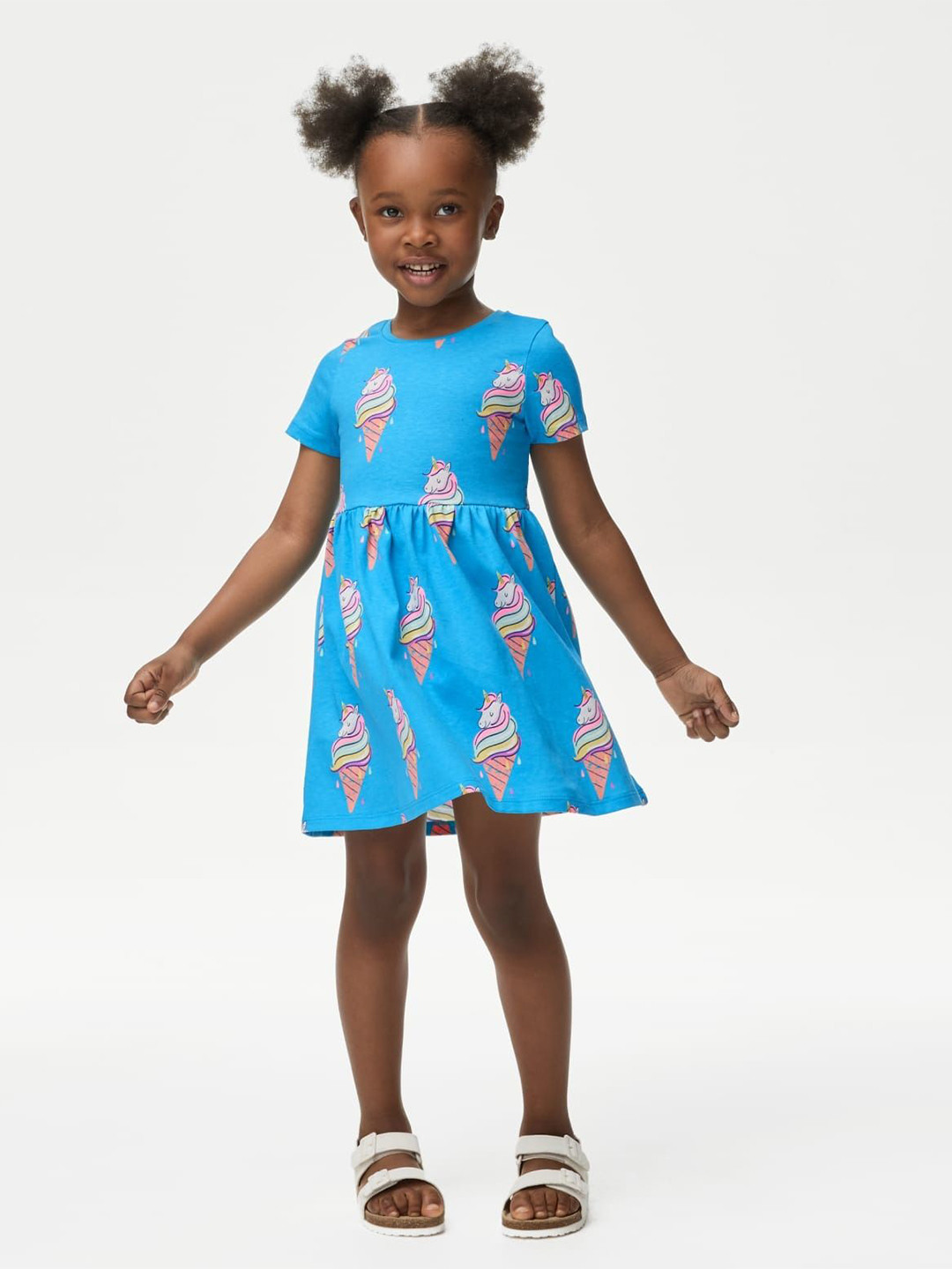 

Marks & Spencer Floral Print Fit & Flare Dress, Blue