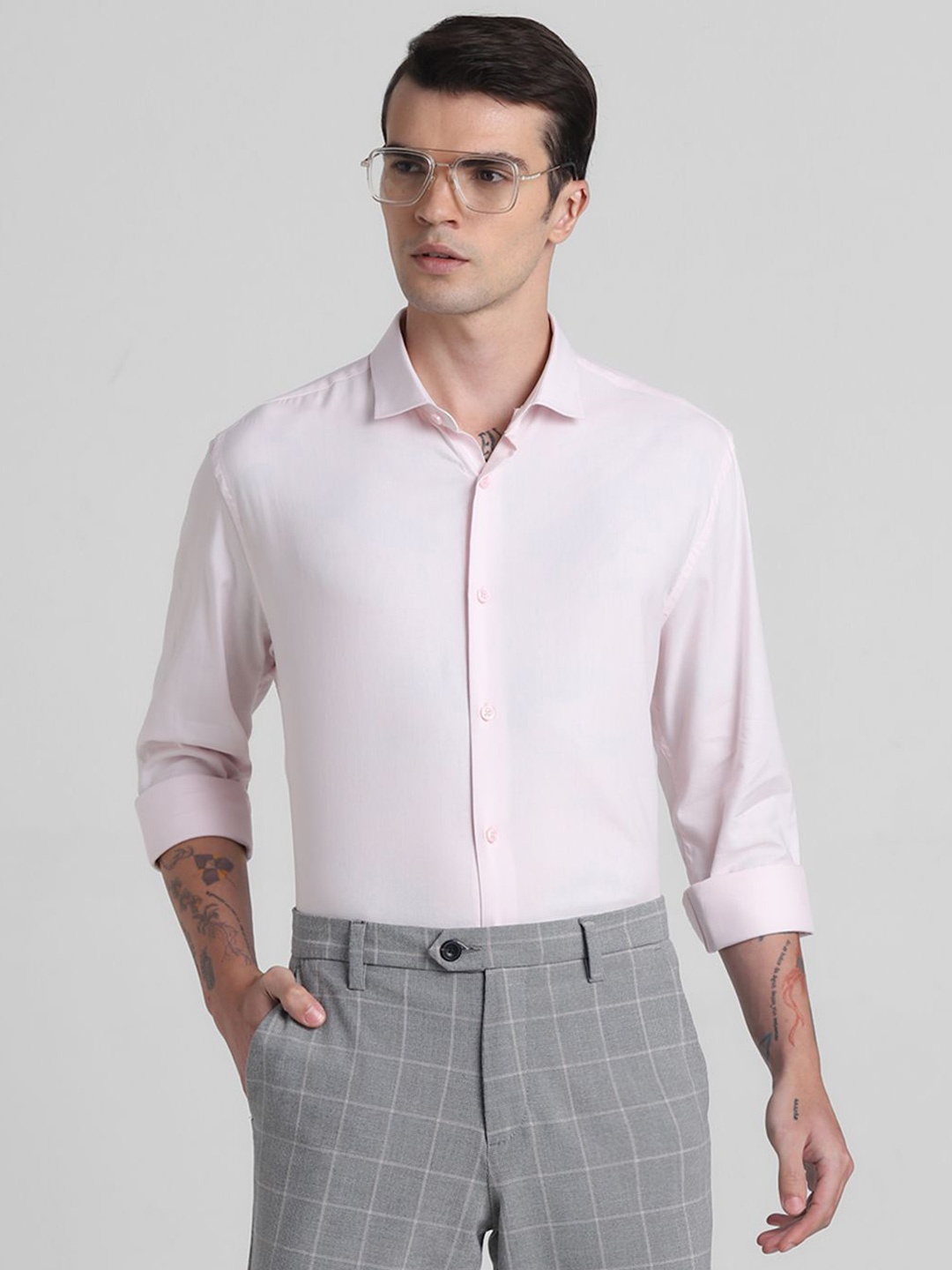 

Jack & Jones Men Slim Fit Opaque Casual Shirt, Pink