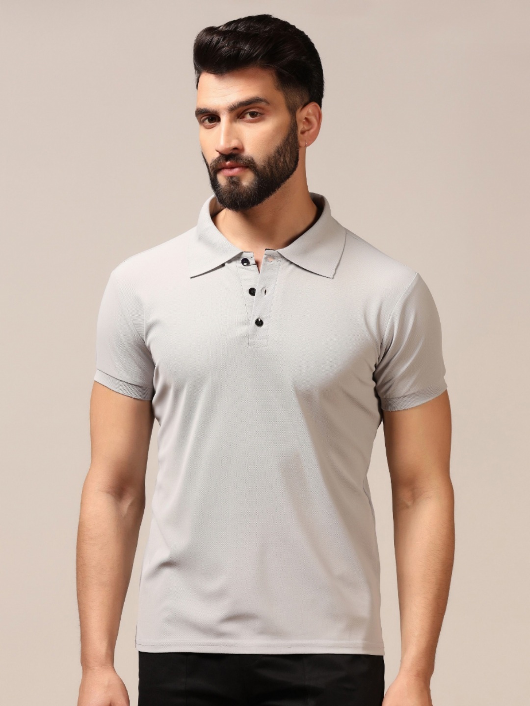 

TAGDO Men Solid Polo Collar T-shirt, Grey
