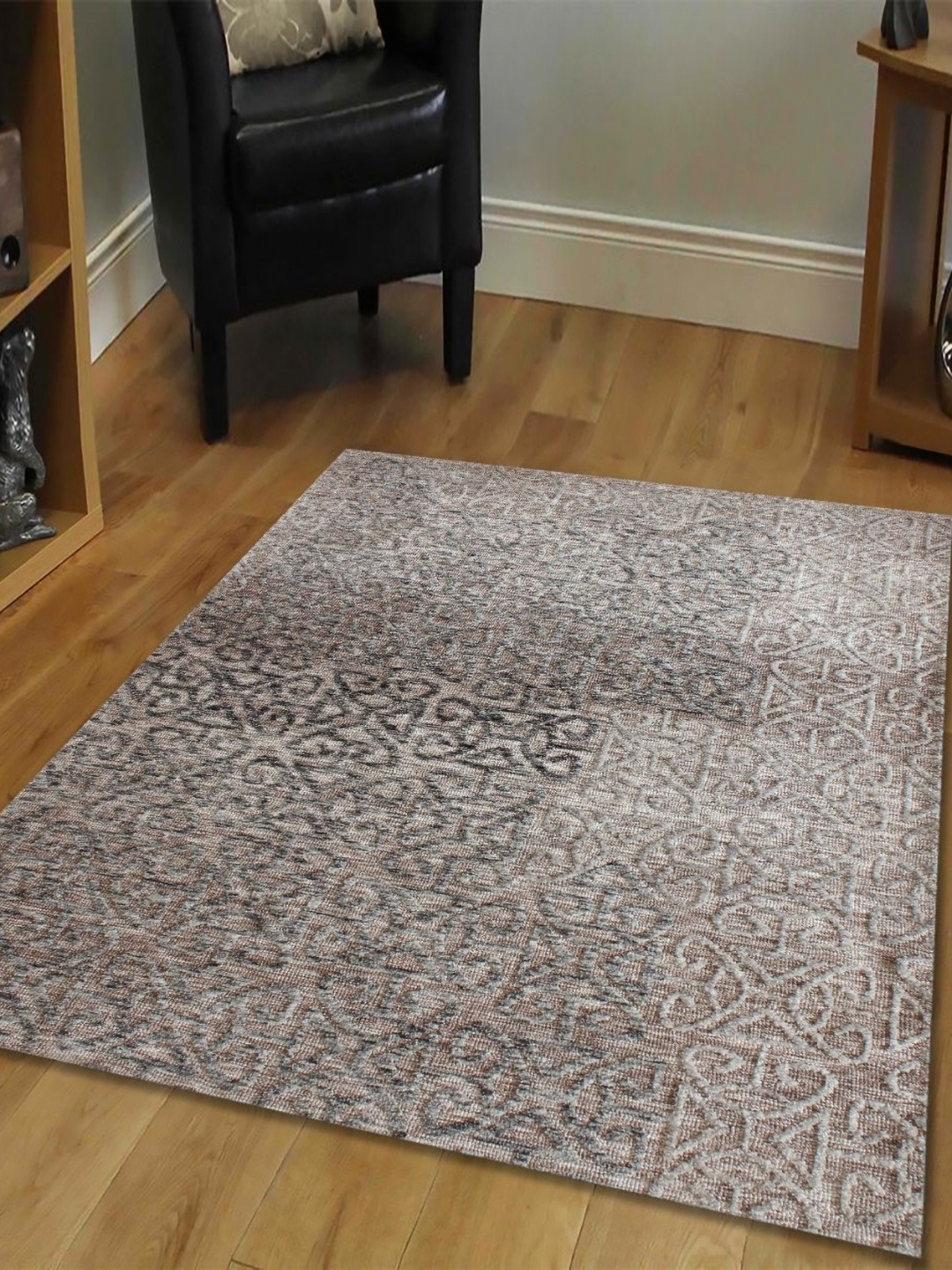 

MULTITEX Grey & Brown Ethnic Motifs Anti-Skid Rectangle Carpet