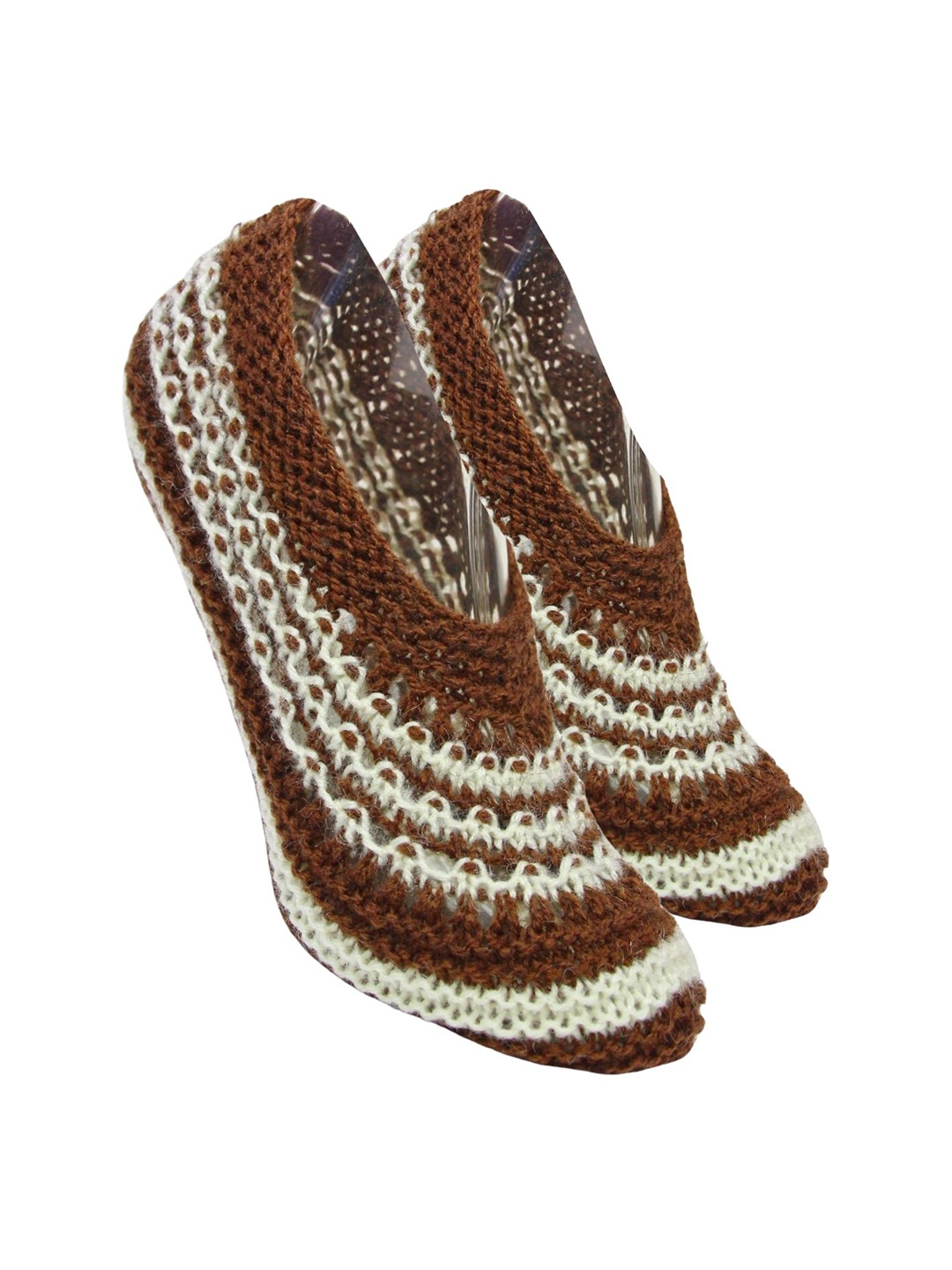 

BAESD Women Printed Shoe-Liner Length Socks, Brown
