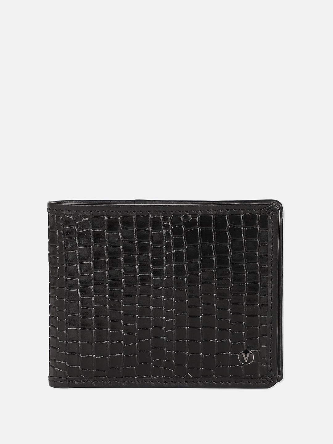 

Van Heusen Men Textured Leather Two Fold Wallet, Black