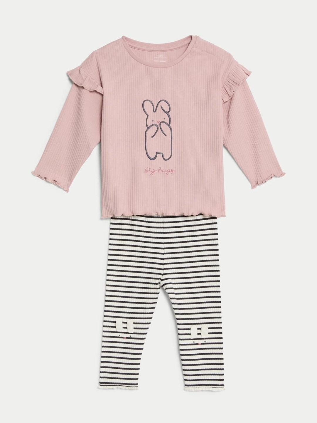 

Marks & Spencer Girls Printed Top with Trousers, Pink