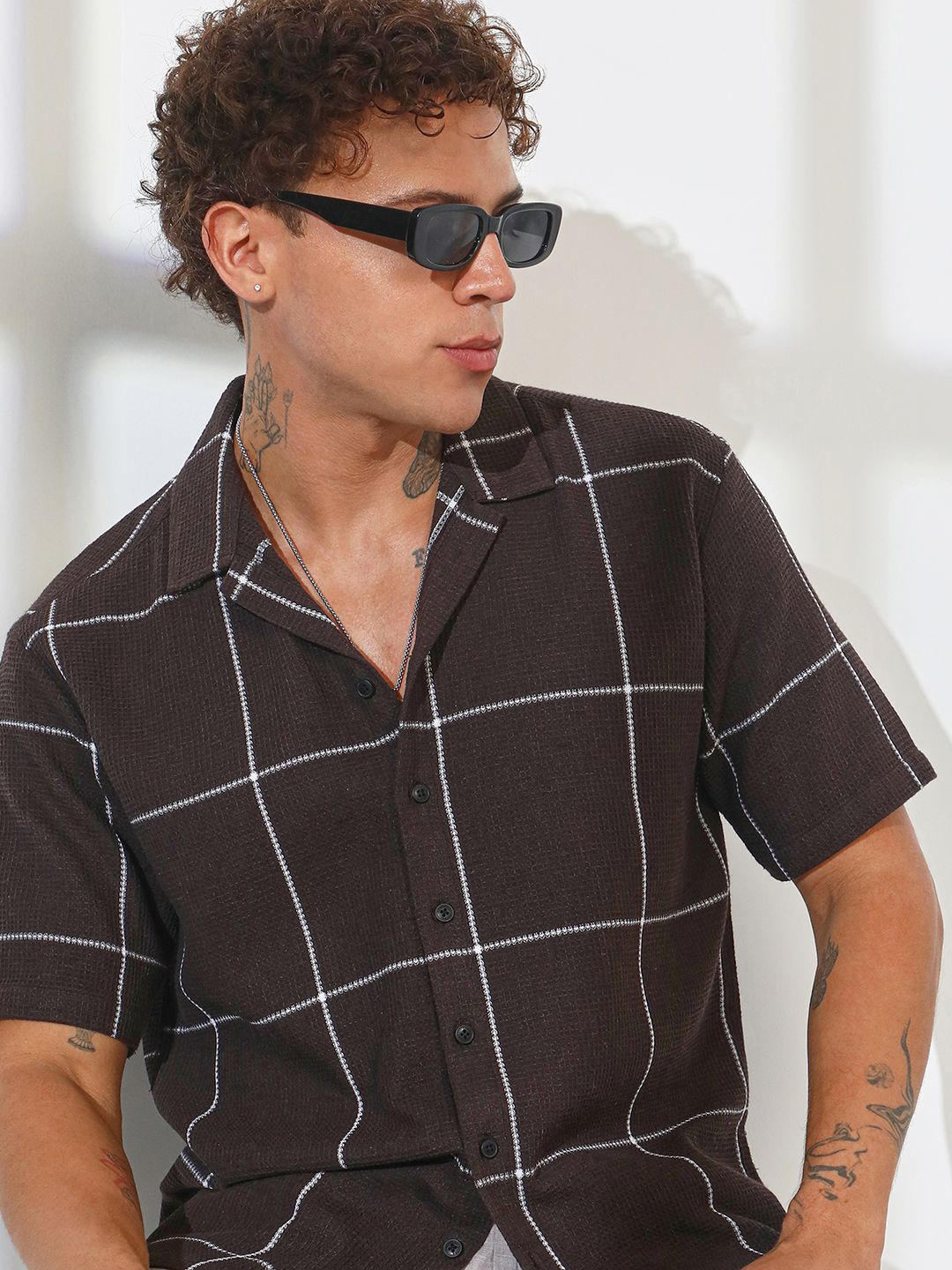 

Campus Sutra Men Comfort Tartan Checks Opaque Checked Casual Shirt, Brown