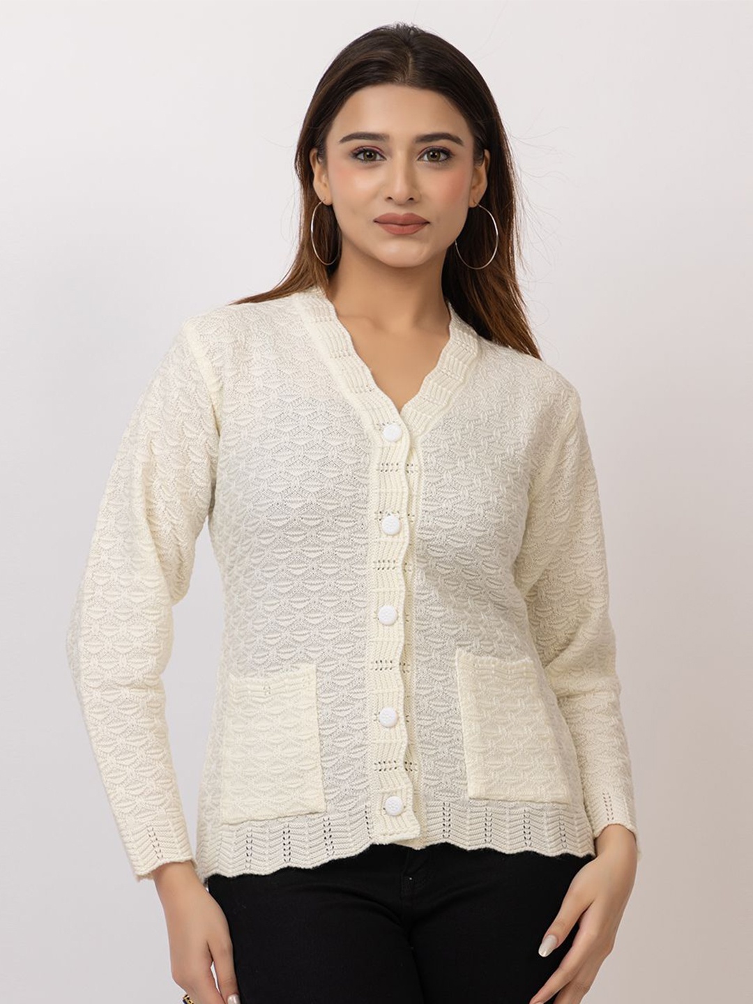 

TWENTY ME Women Woollen Cardigan, Off white
