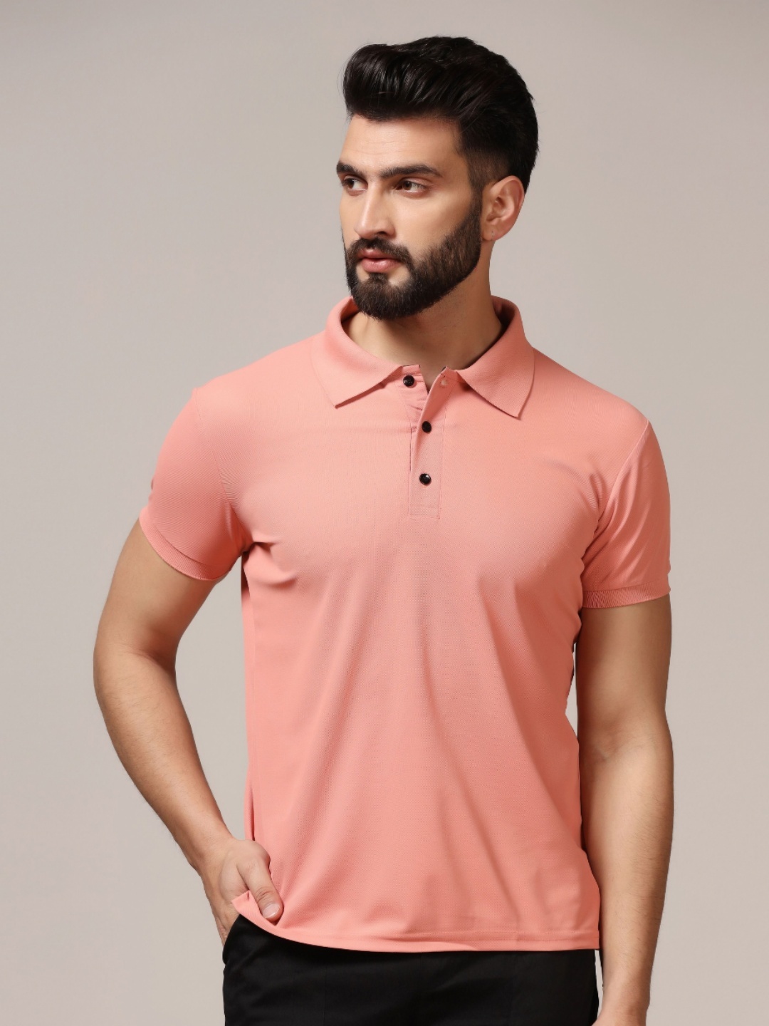 

TAGDO Men Solid Polo Collar T-shirt, Pink