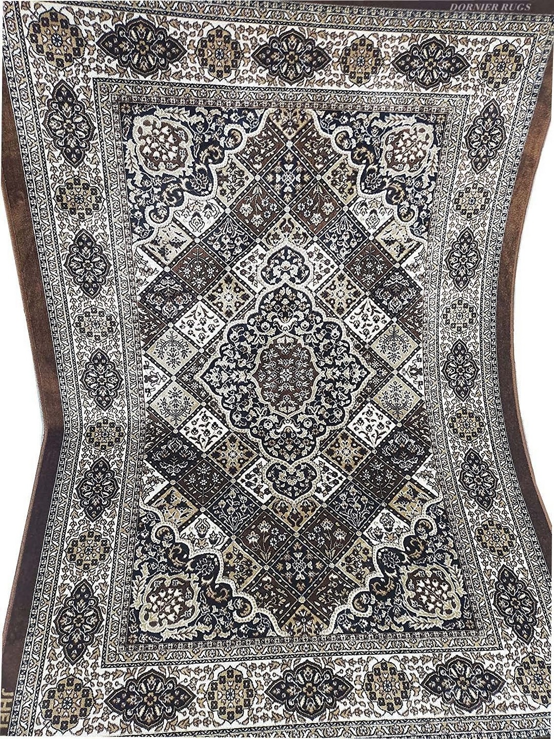 

SANA CARPET Brown & White Floral Rectangle Anti-Skid Carpet