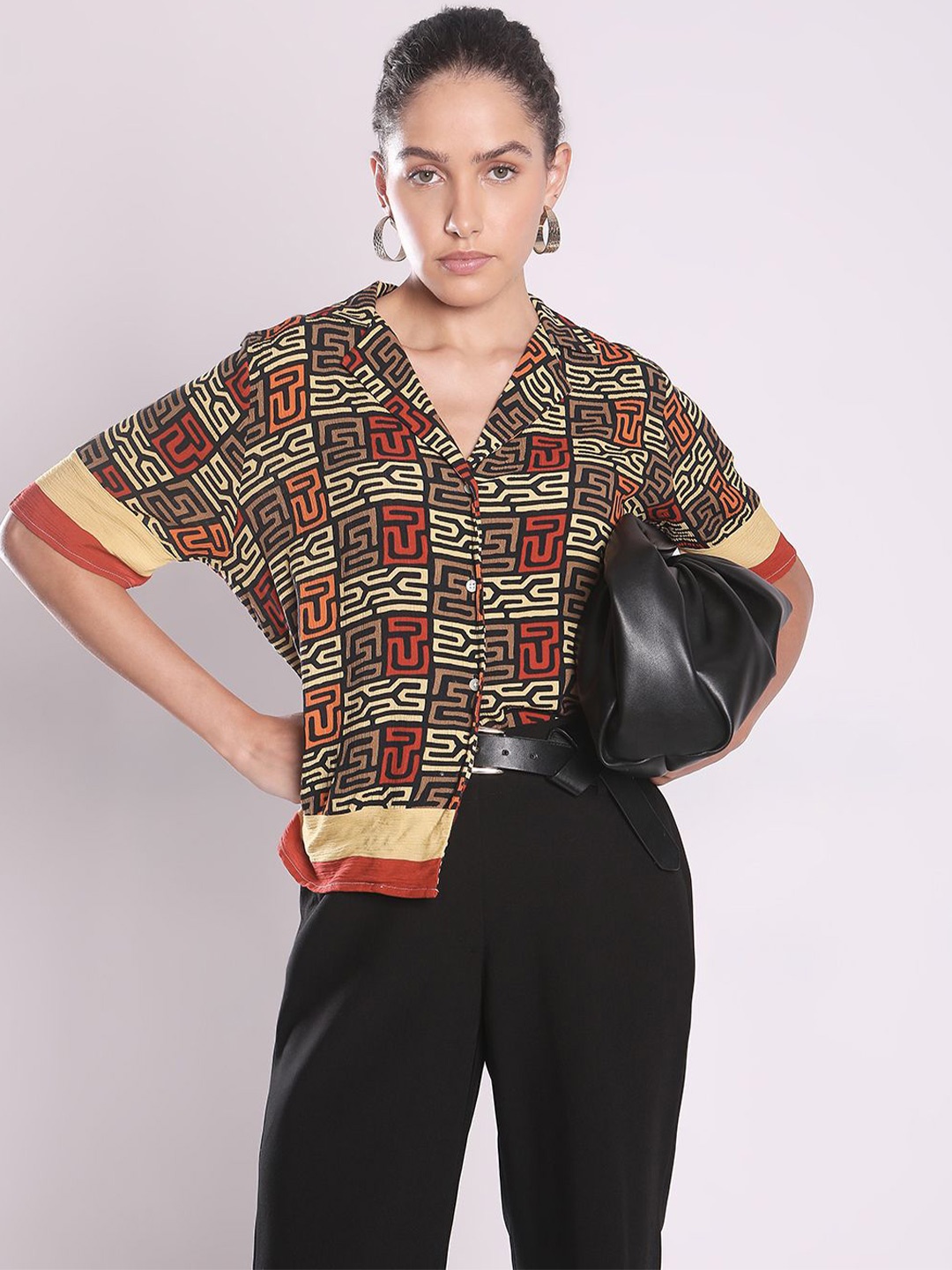 

Vero Moda Women Opaque Printed Casual Shirt, Brown