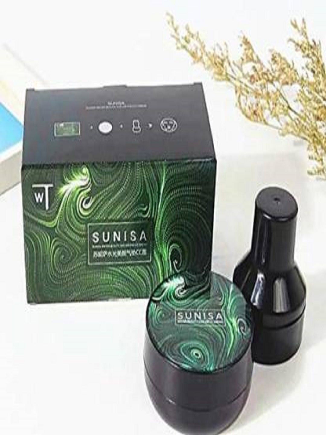 

SUNISA Water Beauty & Air CC Cream Cushion Korean Mushroom Head Concealer Foundation- 20gm, Black