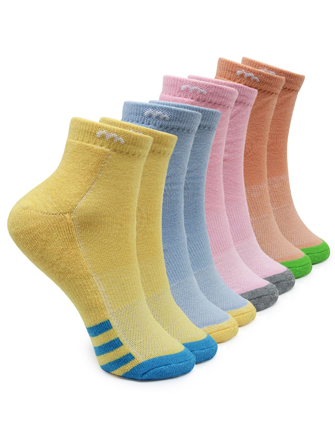 

BAESD Women Pack Of 4 Patterned Cotton Angle -Length Socks, Blue