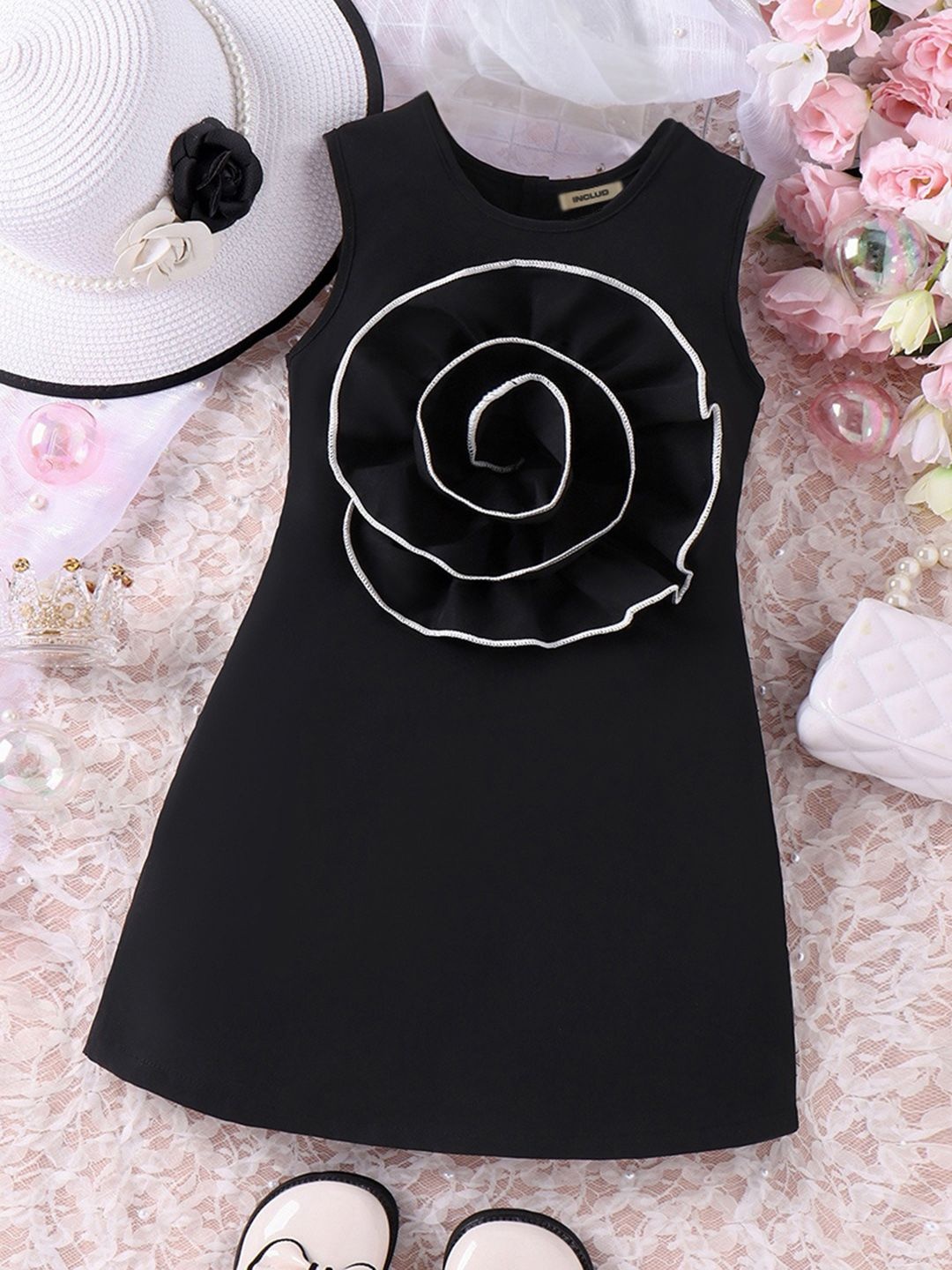 

INCLUD Girls Butterfly Sleeveless Top With Shorts, Black