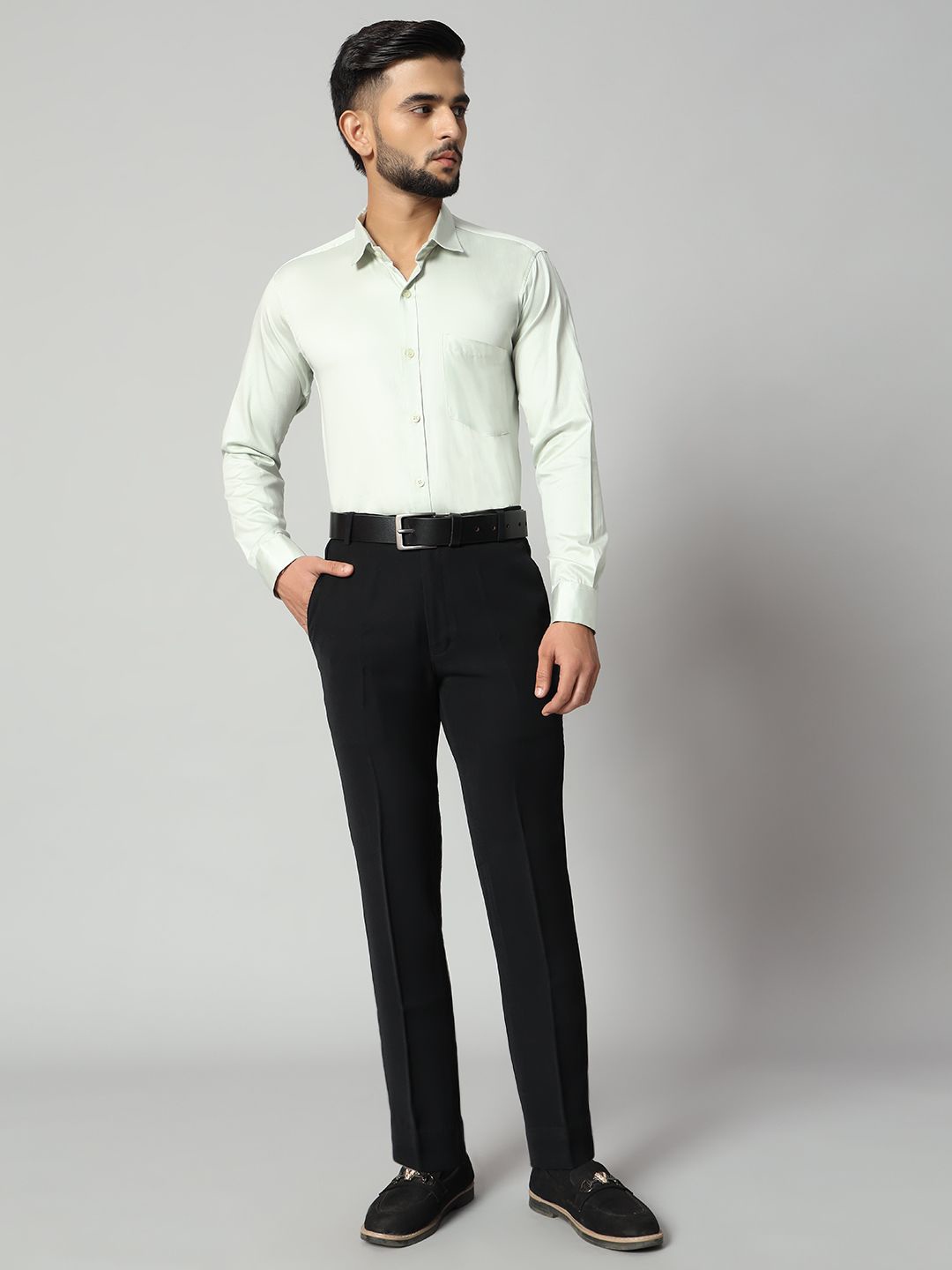 

Bigreams Men Comfort Slim Fit Opaque Formal Shirt, Green