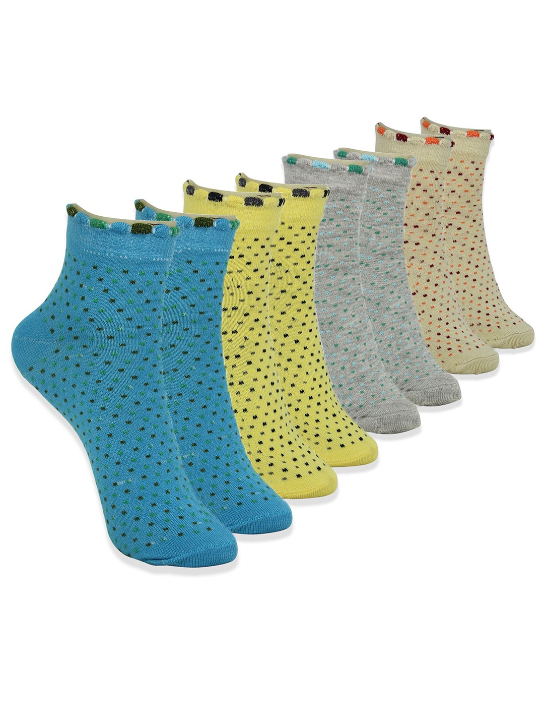 

BAESD Women Pack Of 4 Printed Cotton Ankle-Length Socks, Beige