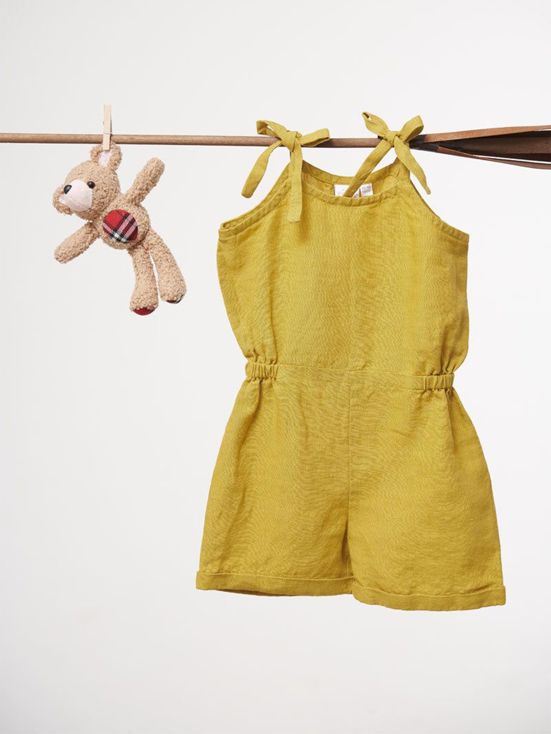 

CHI LINEN CLOTHING Solid Playsuit Jumpsuit, Yellow