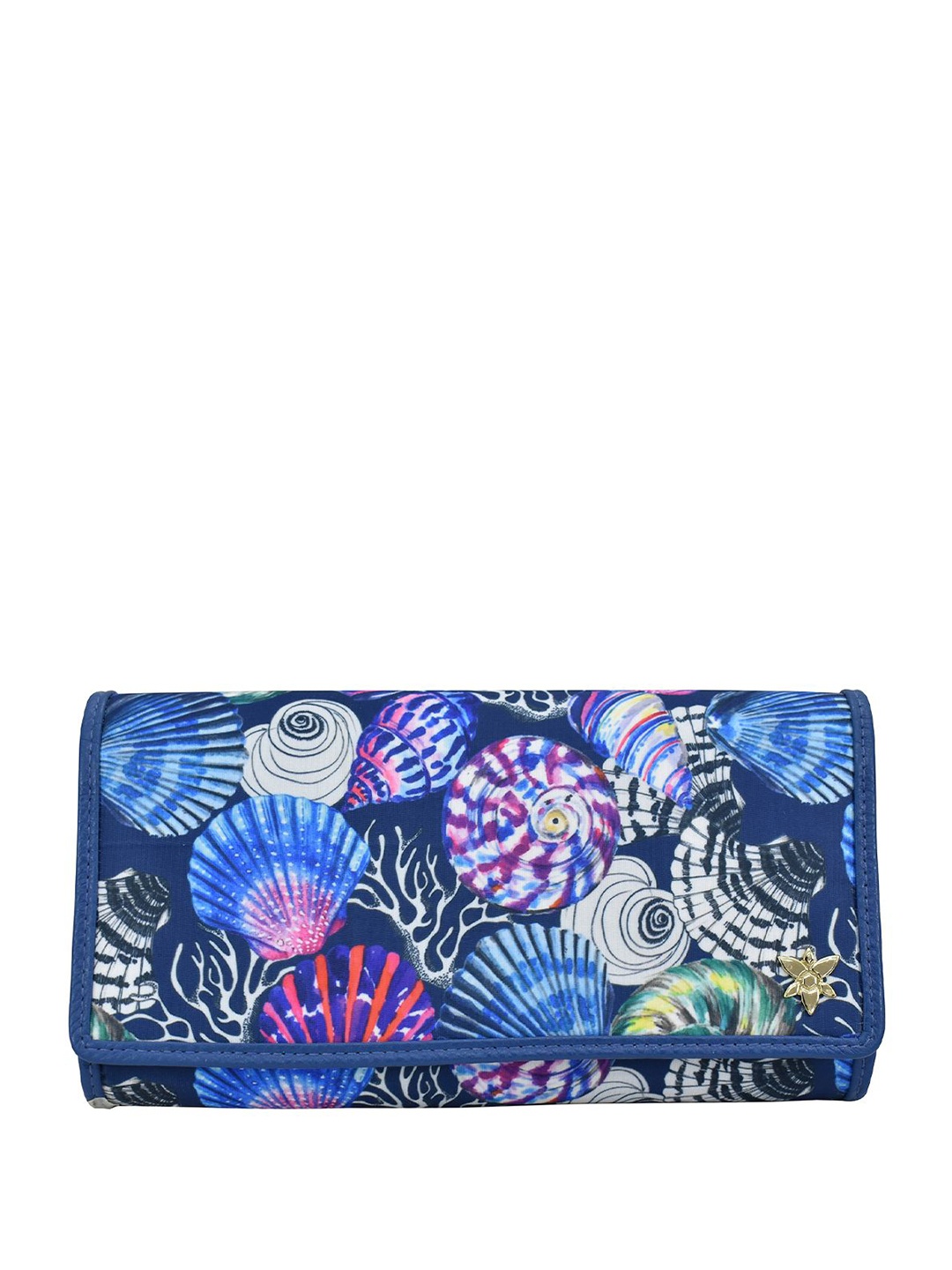 

Anuschka Women Floral Printed Zip Around Wallet, Blue