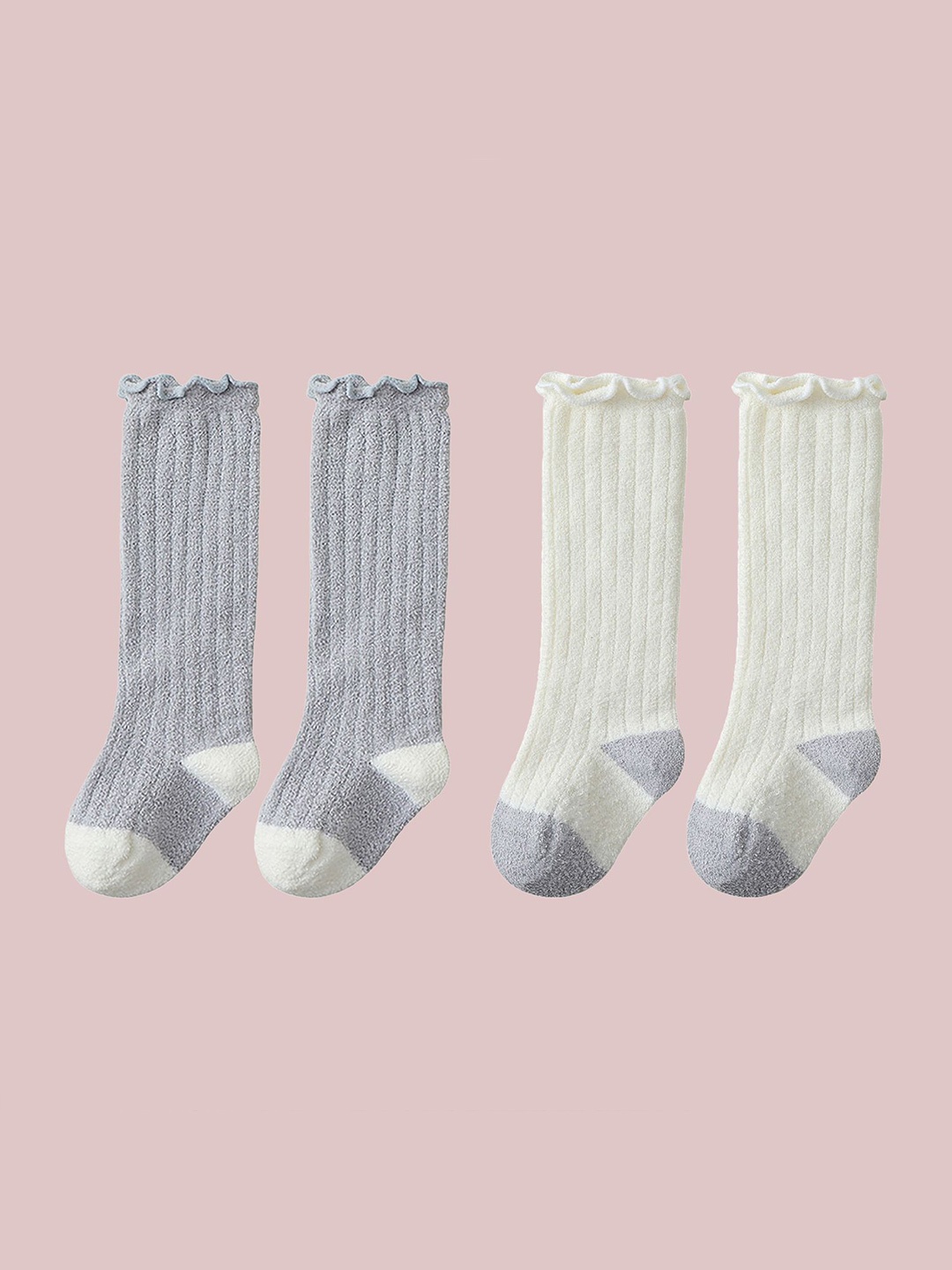 

SYGA Infants Pack Of 2 Cotton Knee-Length Socks, Grey