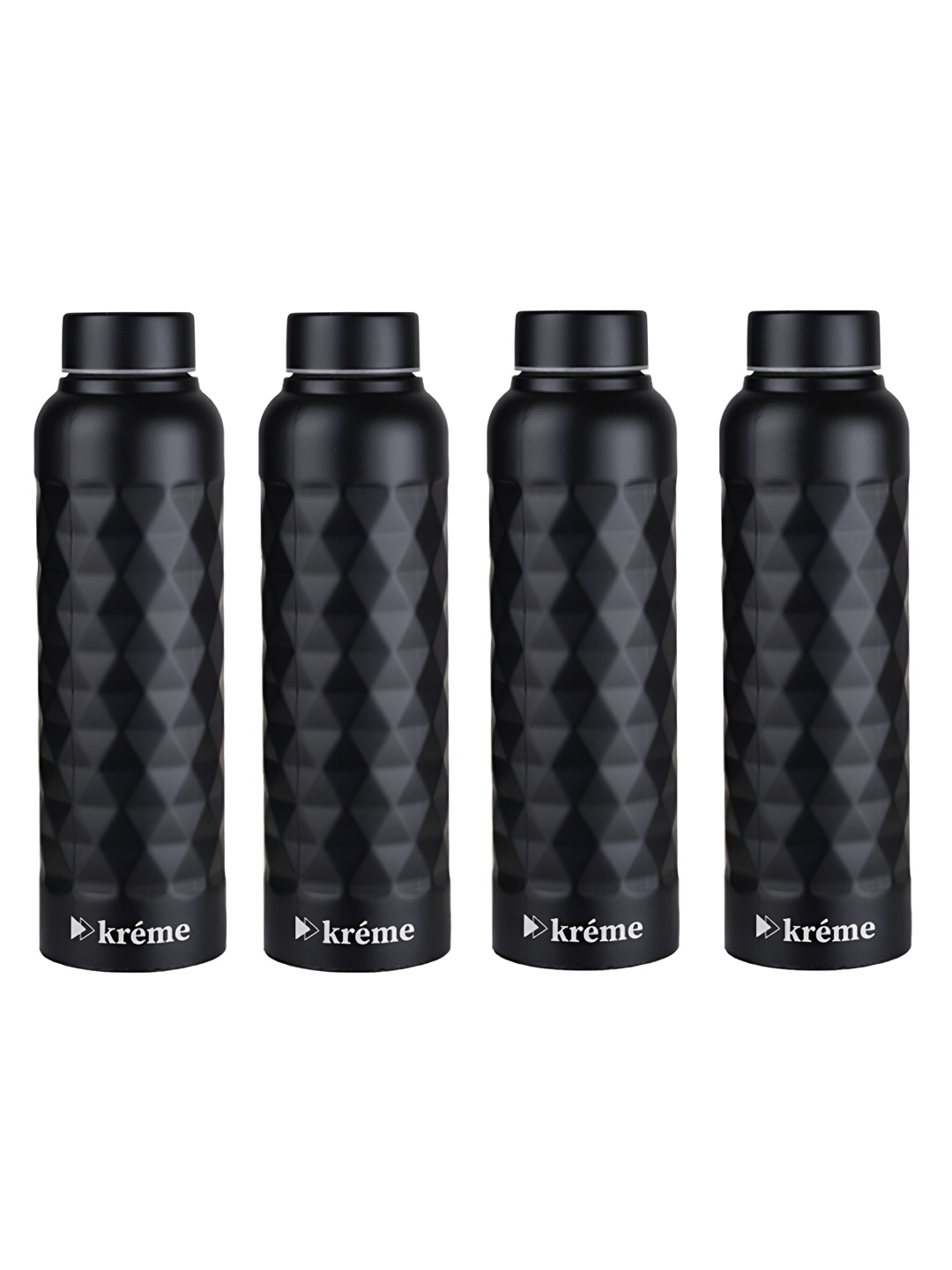 

Kreme DIAMOND Black 4 Pieces Brand Logo Printed Double Wall Vacuum Water Bottle 1000ml