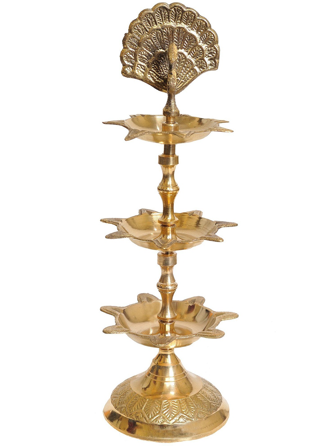 

Exotic India Brass Textured Mayura Lamp, Gold