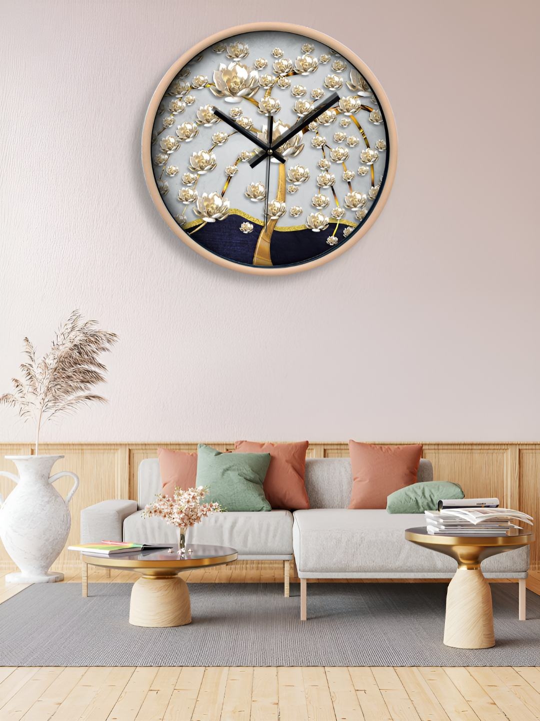 

OLIVE TREE Beige & Grey Printed Contemporary Wall Clock