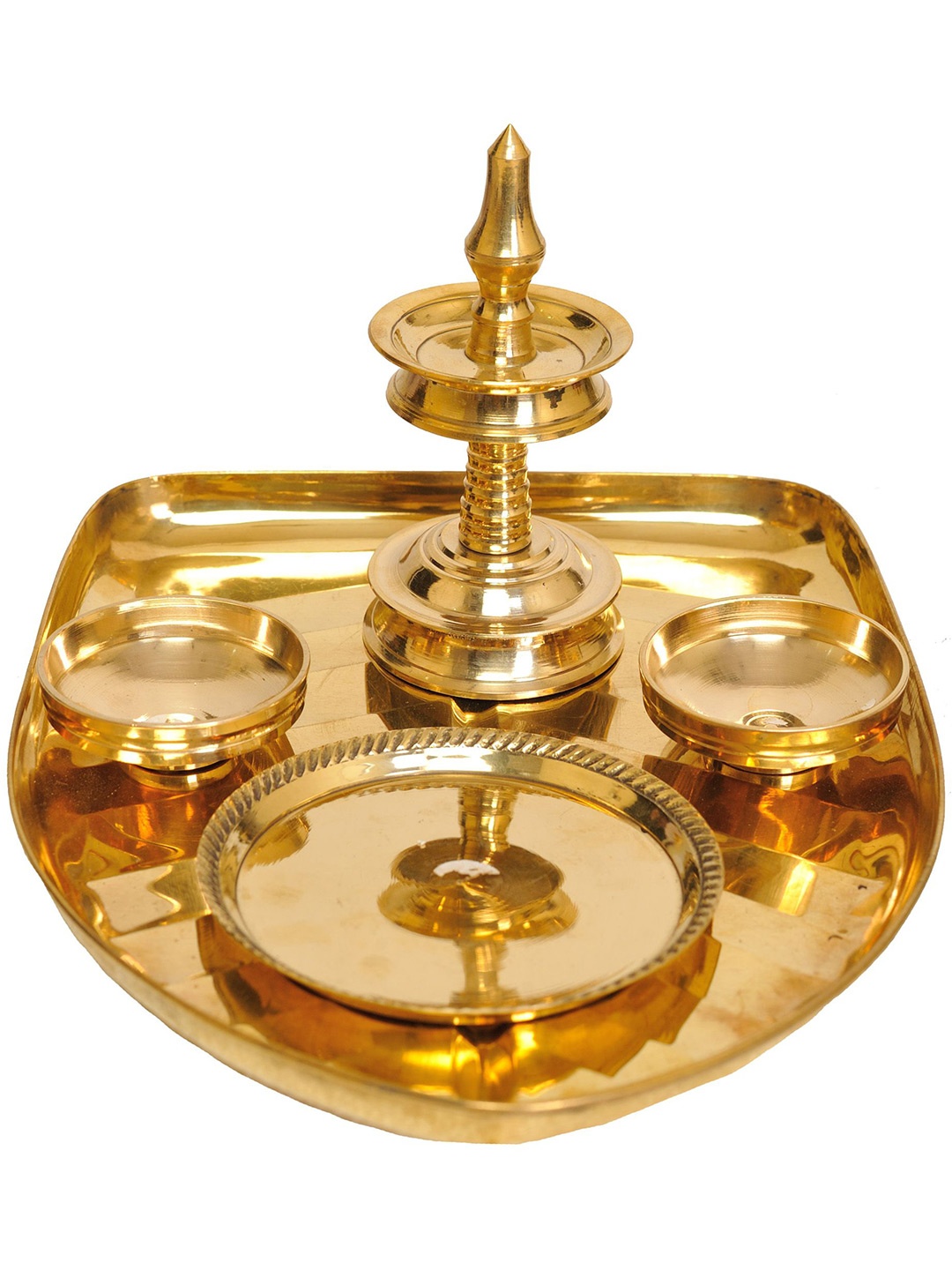 

Exotic India 8" Brass Banana Leaf Puja Thali, Yellow