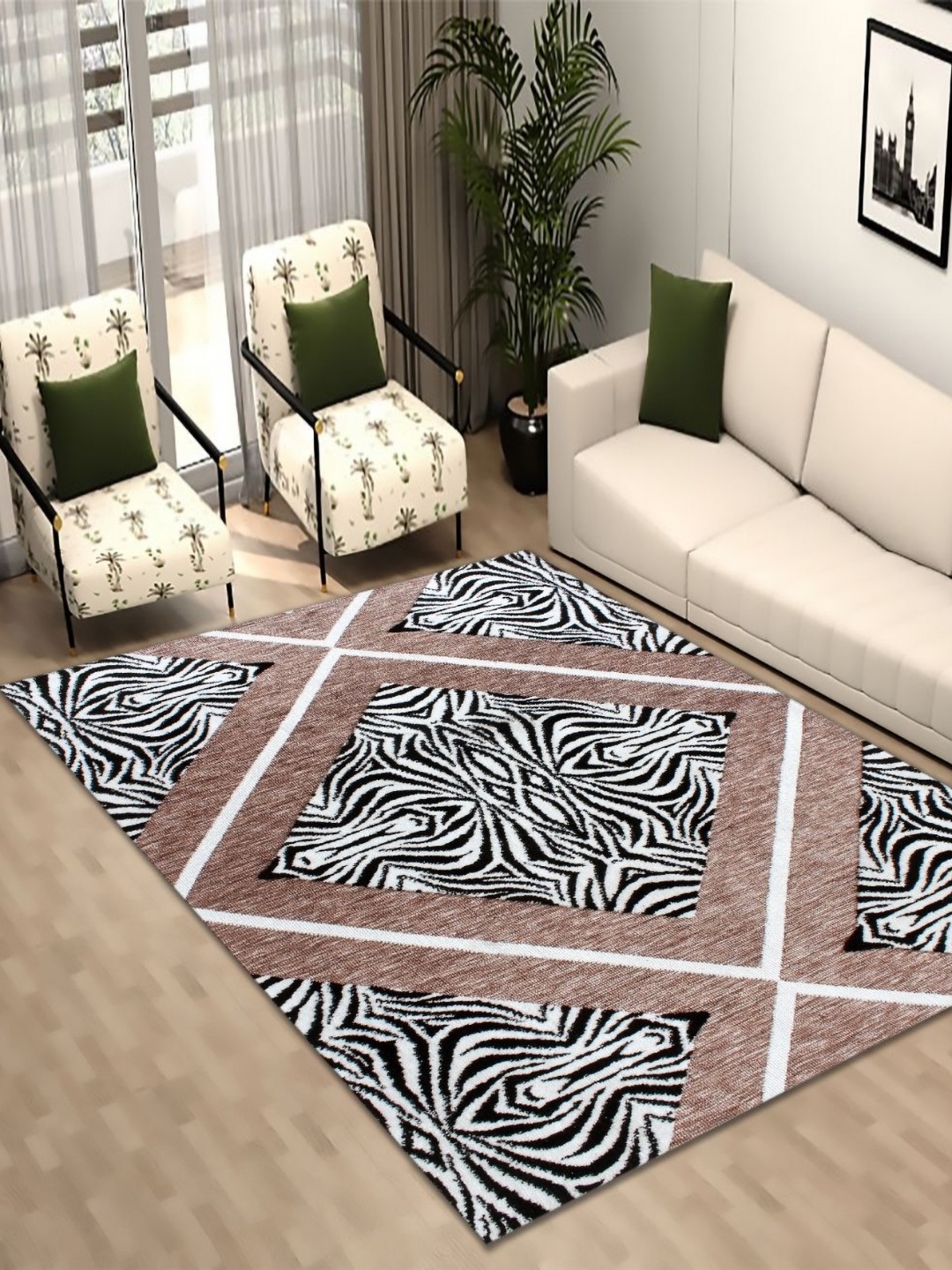 

MULTITEX Rust & Black Abstract Anti-Skid Rectangular Carpet