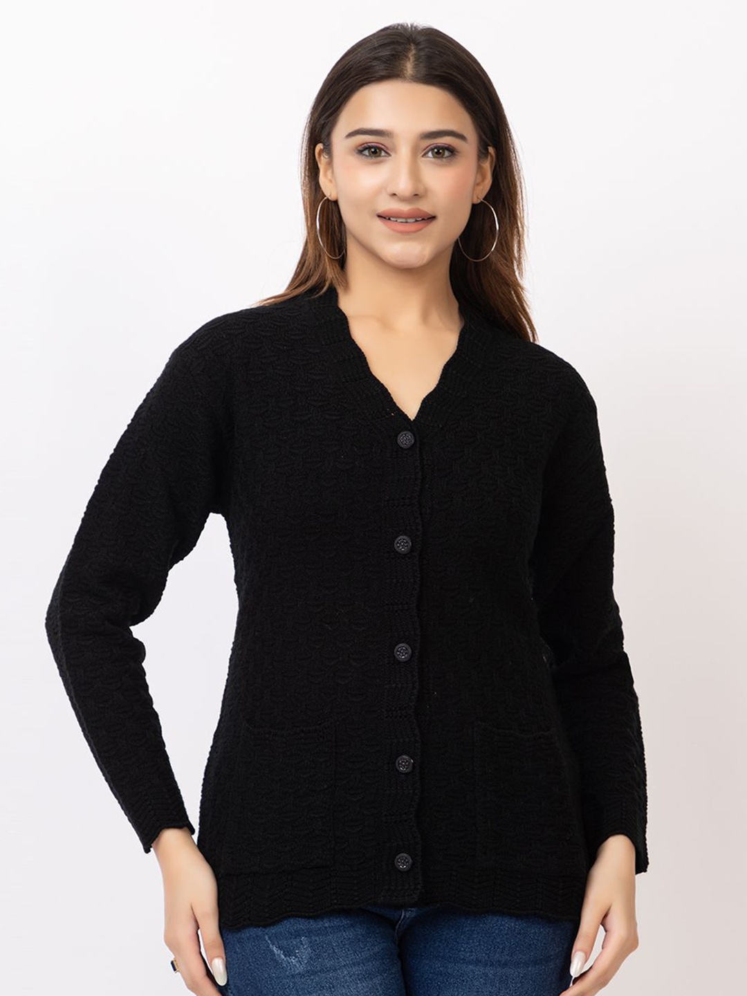 

TWENTY ME Women Woollen Cardigan, Black