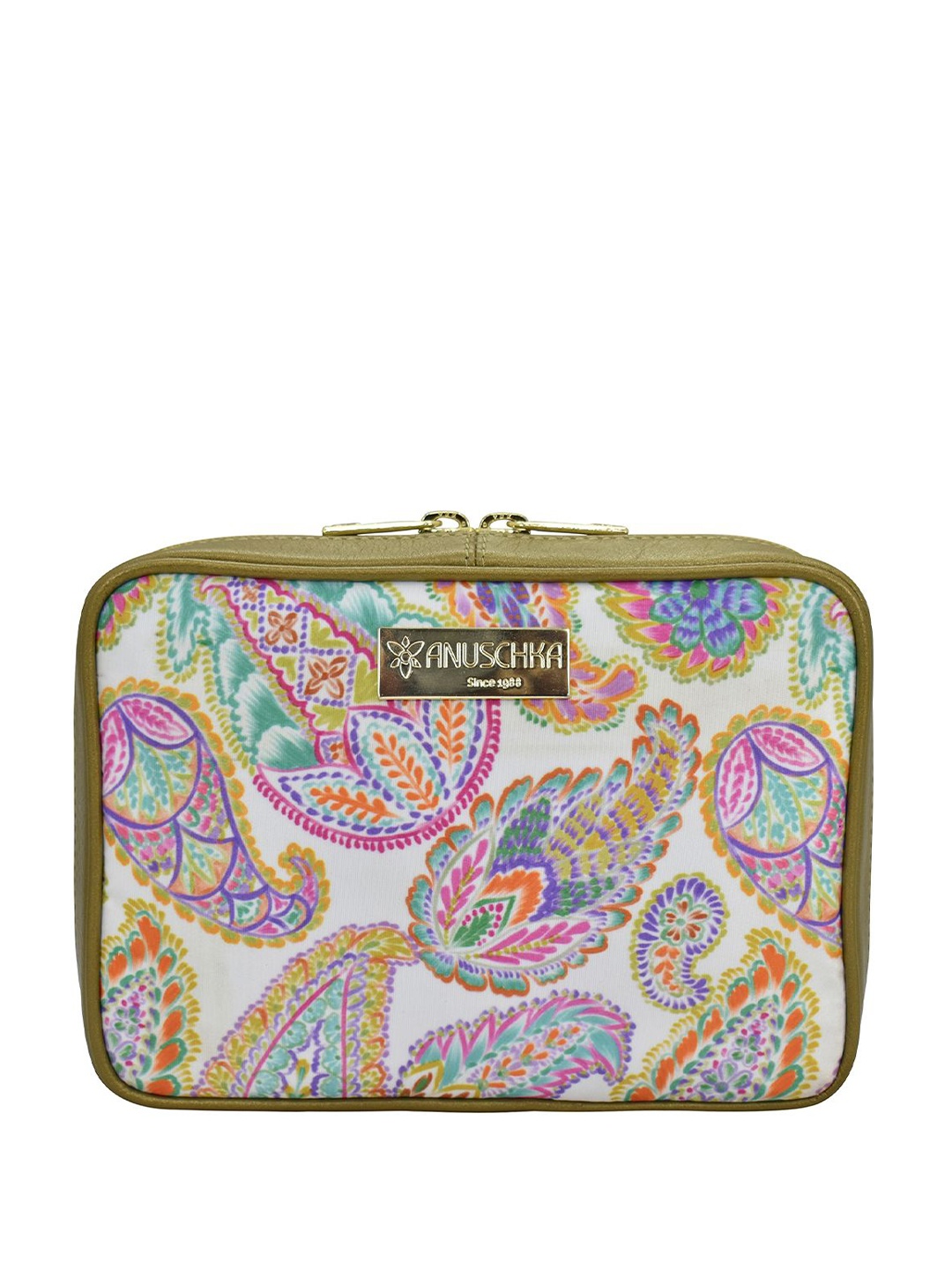 

Anuschka Women Floral Printed Zip Around Wallet, White