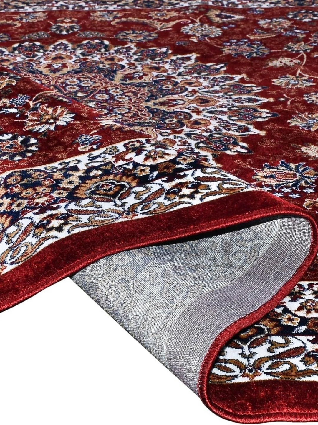 

SANA CARPET Red & White Floral Rectangle Anti-Skid Carpet