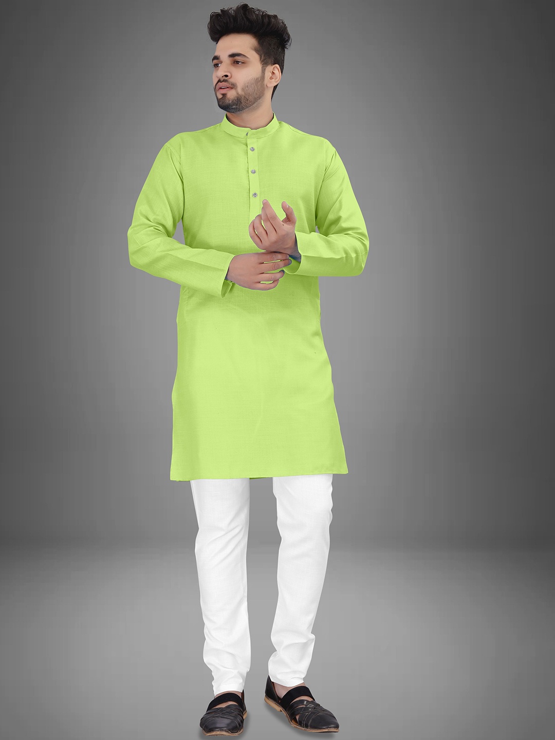 

trustous Men Regular Pure Cotton Kurta with Pyjamas, Green