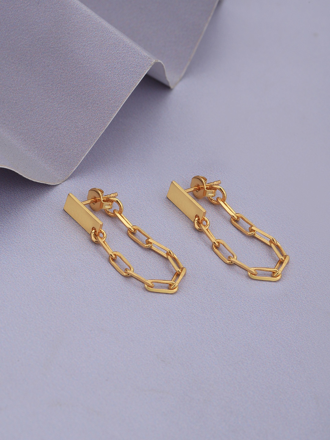 

Carlton London 18kt Gold Plated Dangling Chain Front Back Drop Earrings