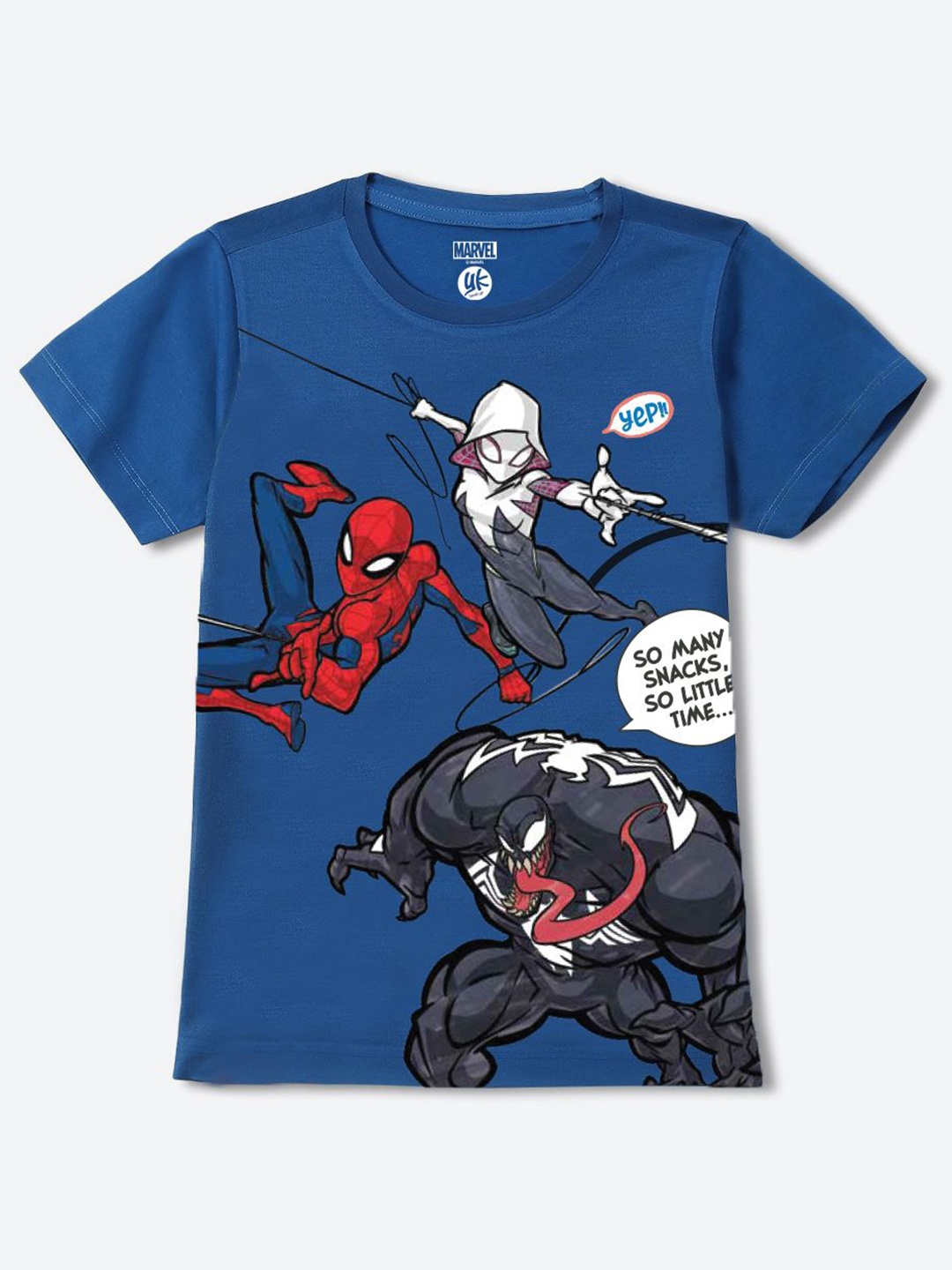 

YK Marvel Boys Graphic Printed Round Neck Cotton T-shirt, Blue
