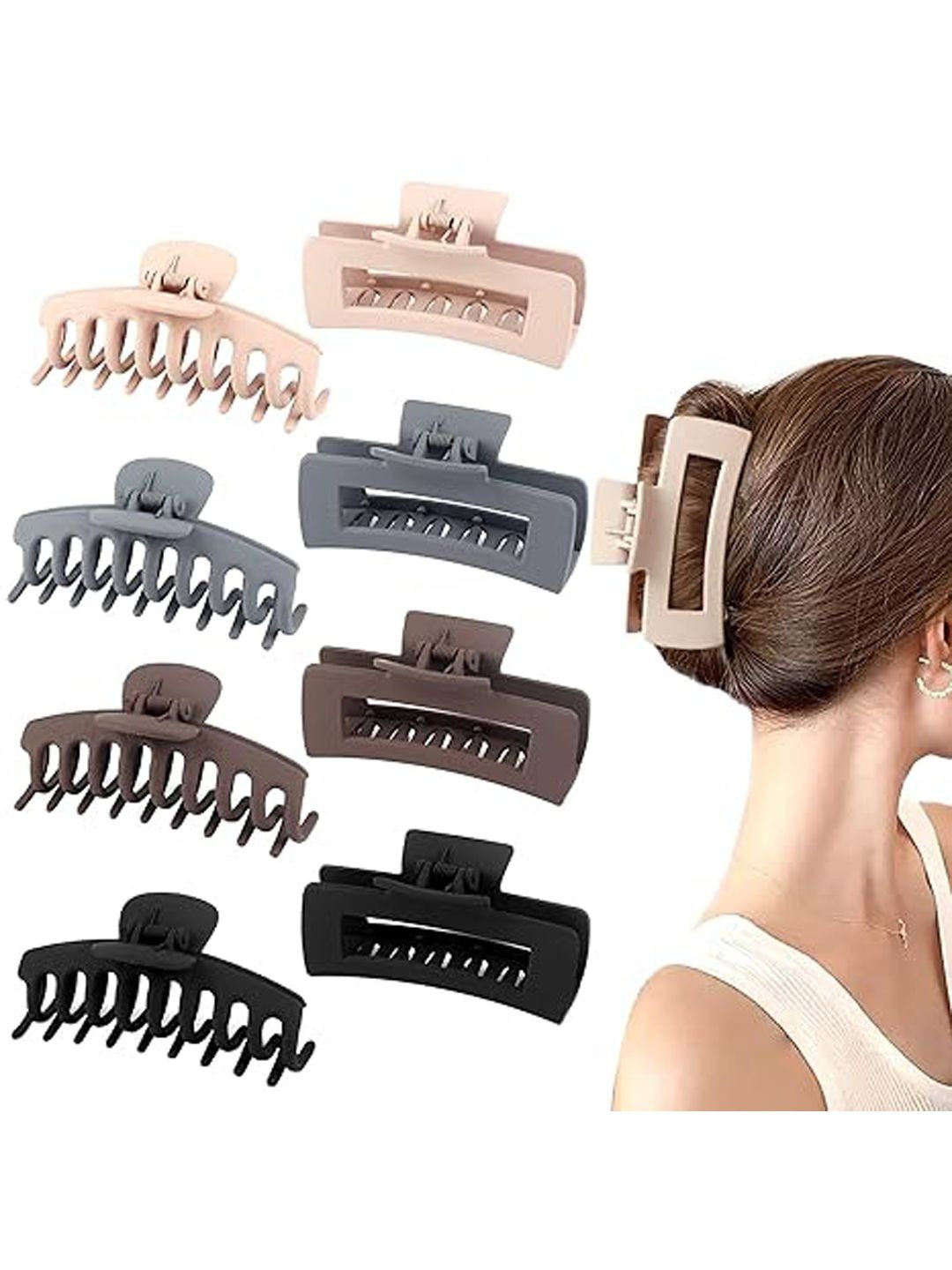 

Softwrap Set Of 8 Women Claw Clip, Grey