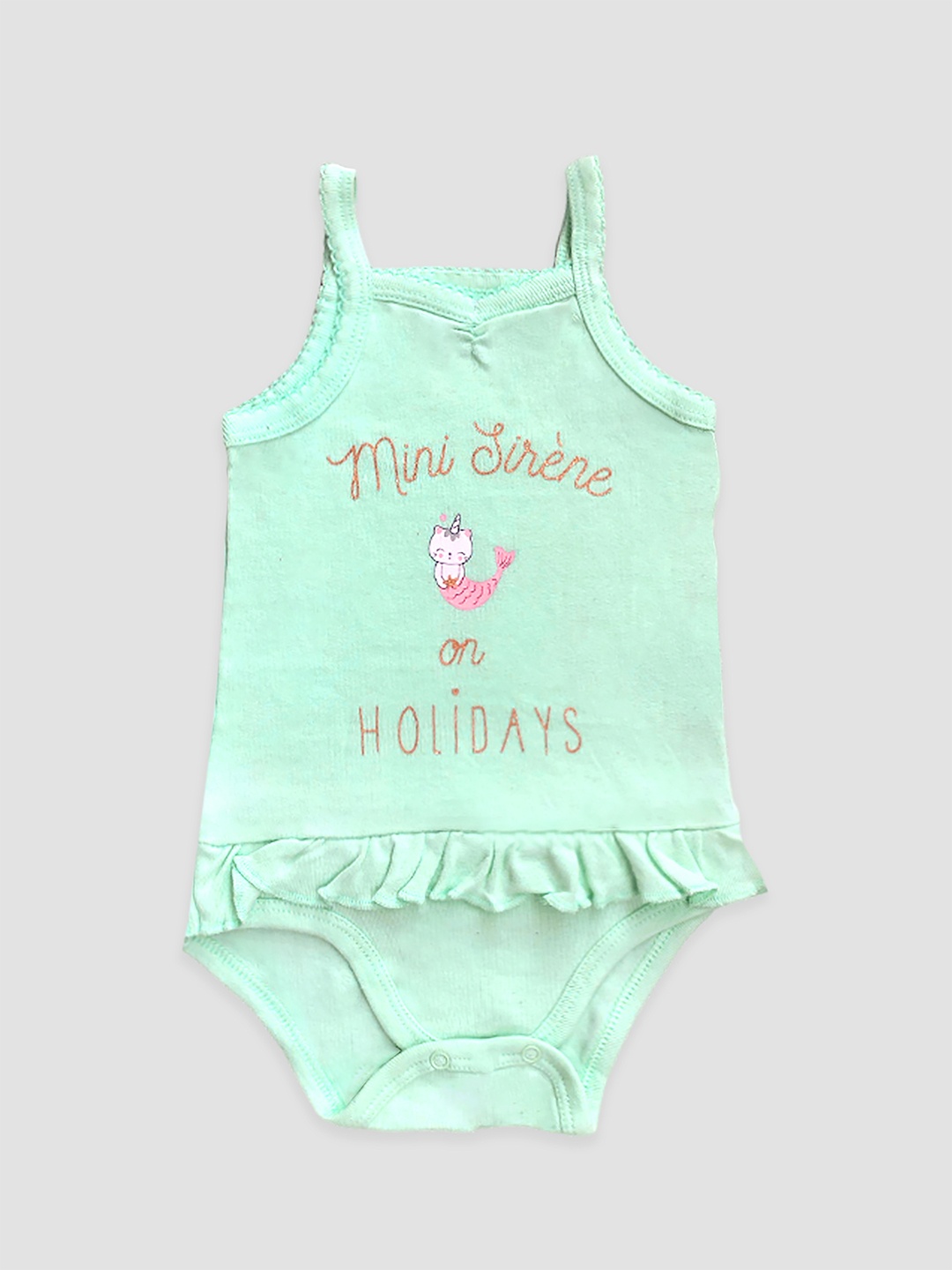 

Kidbea Infant Girls Printed Cotton Bodysuit, Green