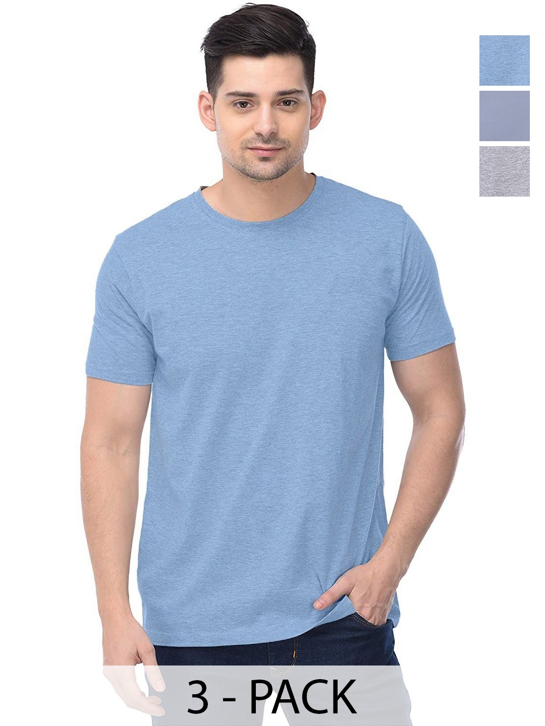

COLOR CAPITAL Unisex Pack Of 3 Cotton T-Shirts, Na