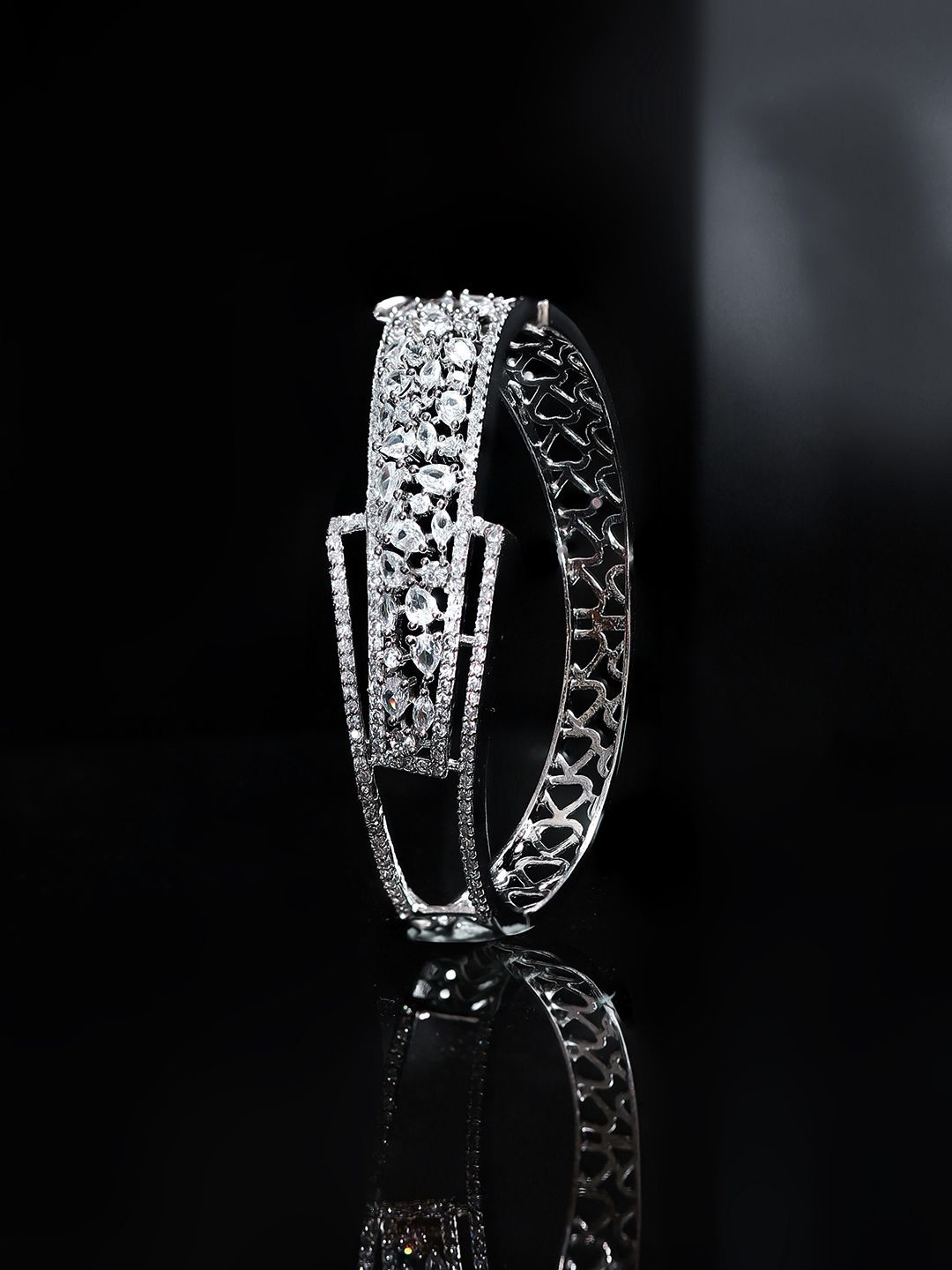 

Priyaasi Silver Plated American Diamond Wraparound Bracelet