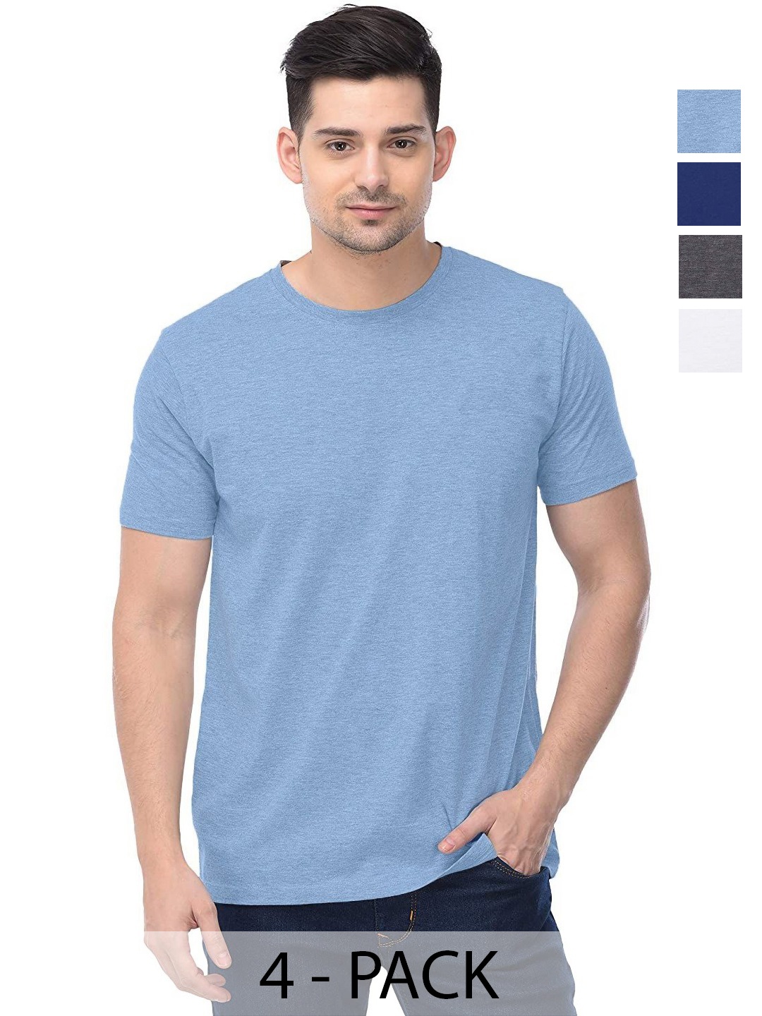 

COLOR CAPITAL Unisex Pack Of 4 Cotton T-Shirts, Na