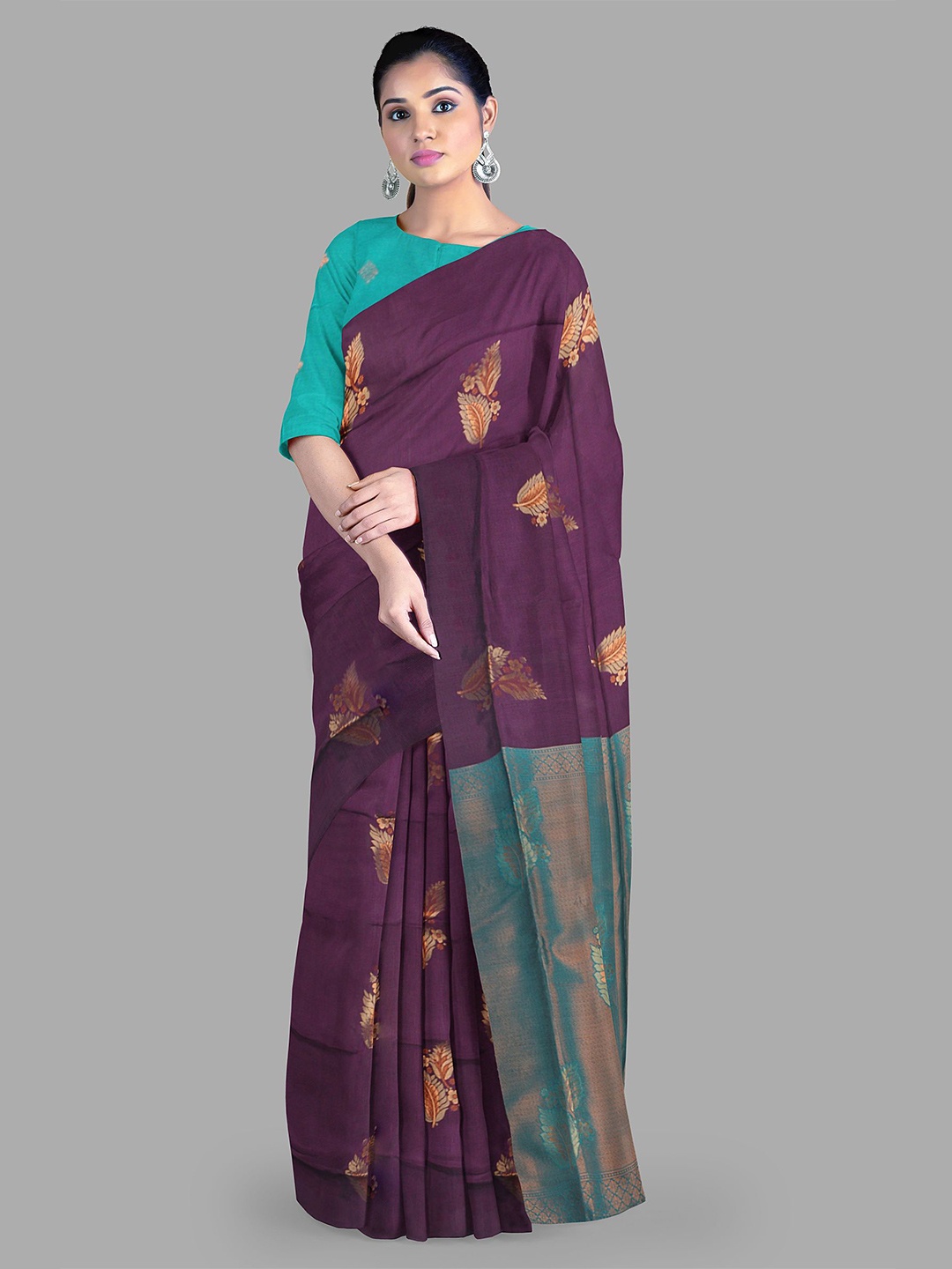 

The Chennai Silks Woven Design Zari Bhagalpuri Saree, Violet